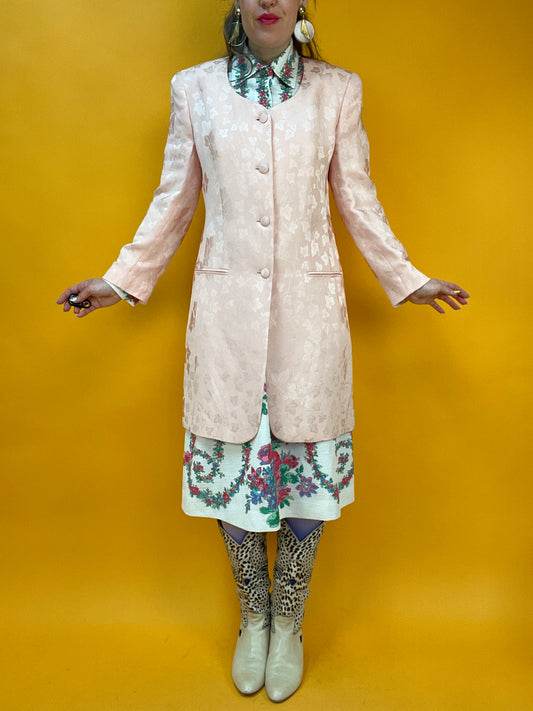 Exklusiver Seiden-Longblazer von Louis Féraud mit schimmerndem Blättermuster