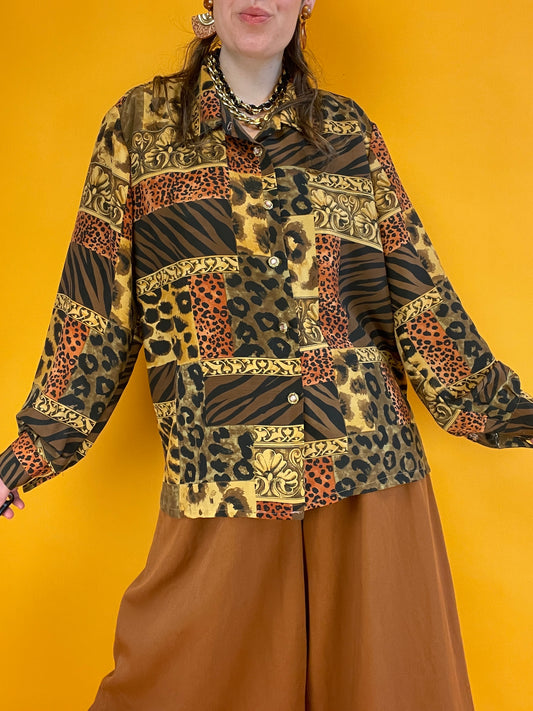 Dekadent-opulente Mixed pattern Animalprintbluse