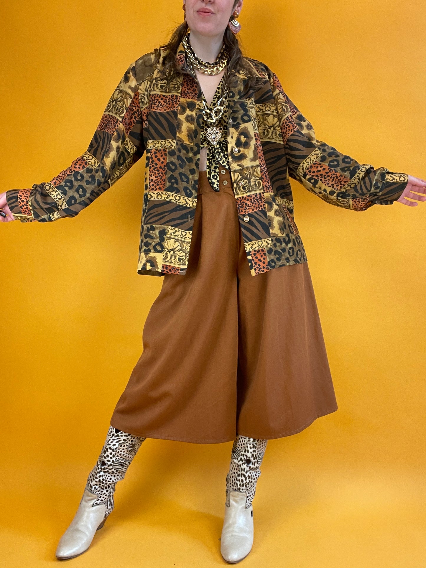 Dekadent-opulente Mixed pattern Animalprintbluse