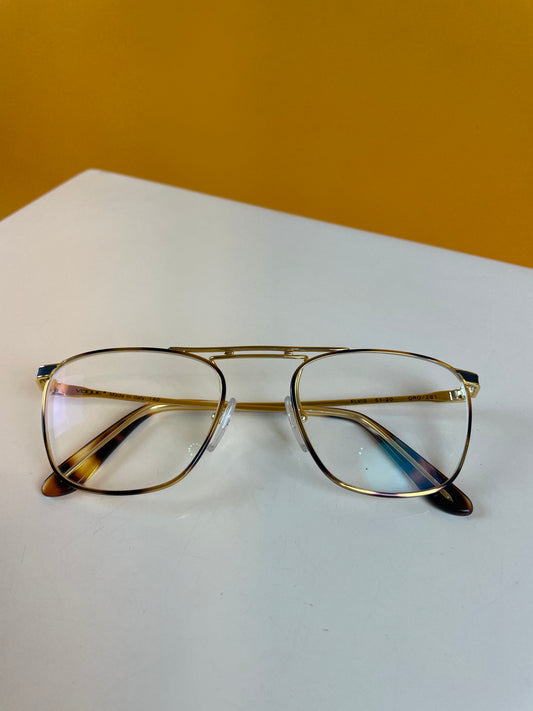 Gold-Braun gescheckte 80s Vintage Fliegerbrille