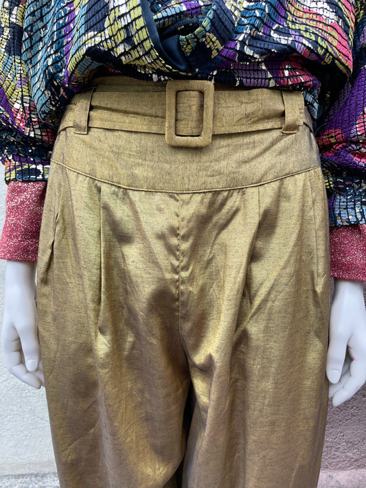 Gold schimmernde 80s Hose mit supercoolem Bund