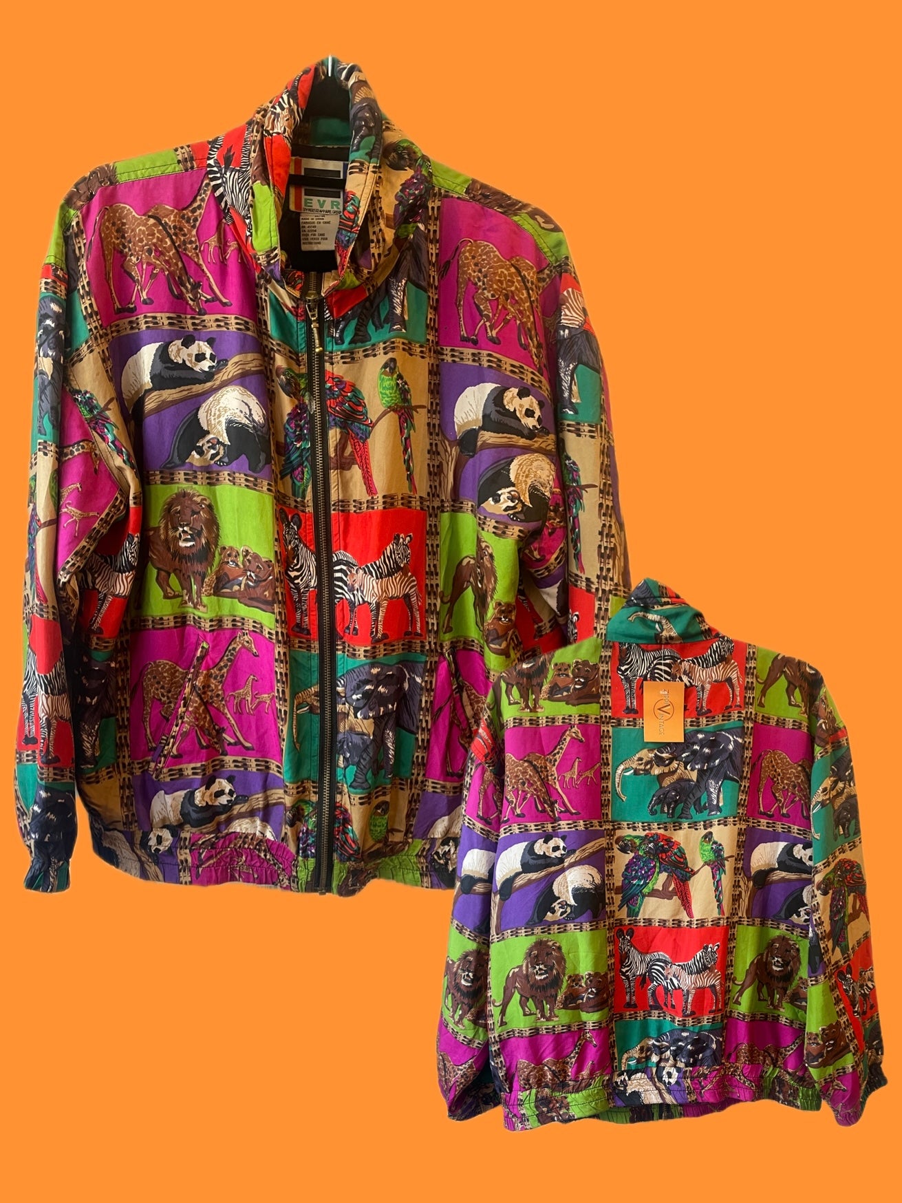 80s/90s Seidenjacke mit Tiermotiven