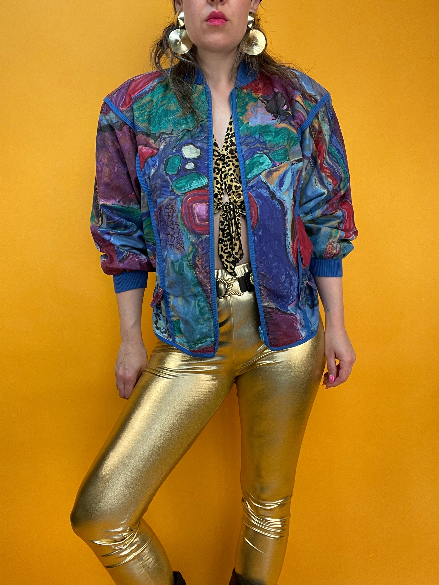 Coole 80s/90s Sommerjacke mit artsy Print und tollen Details
