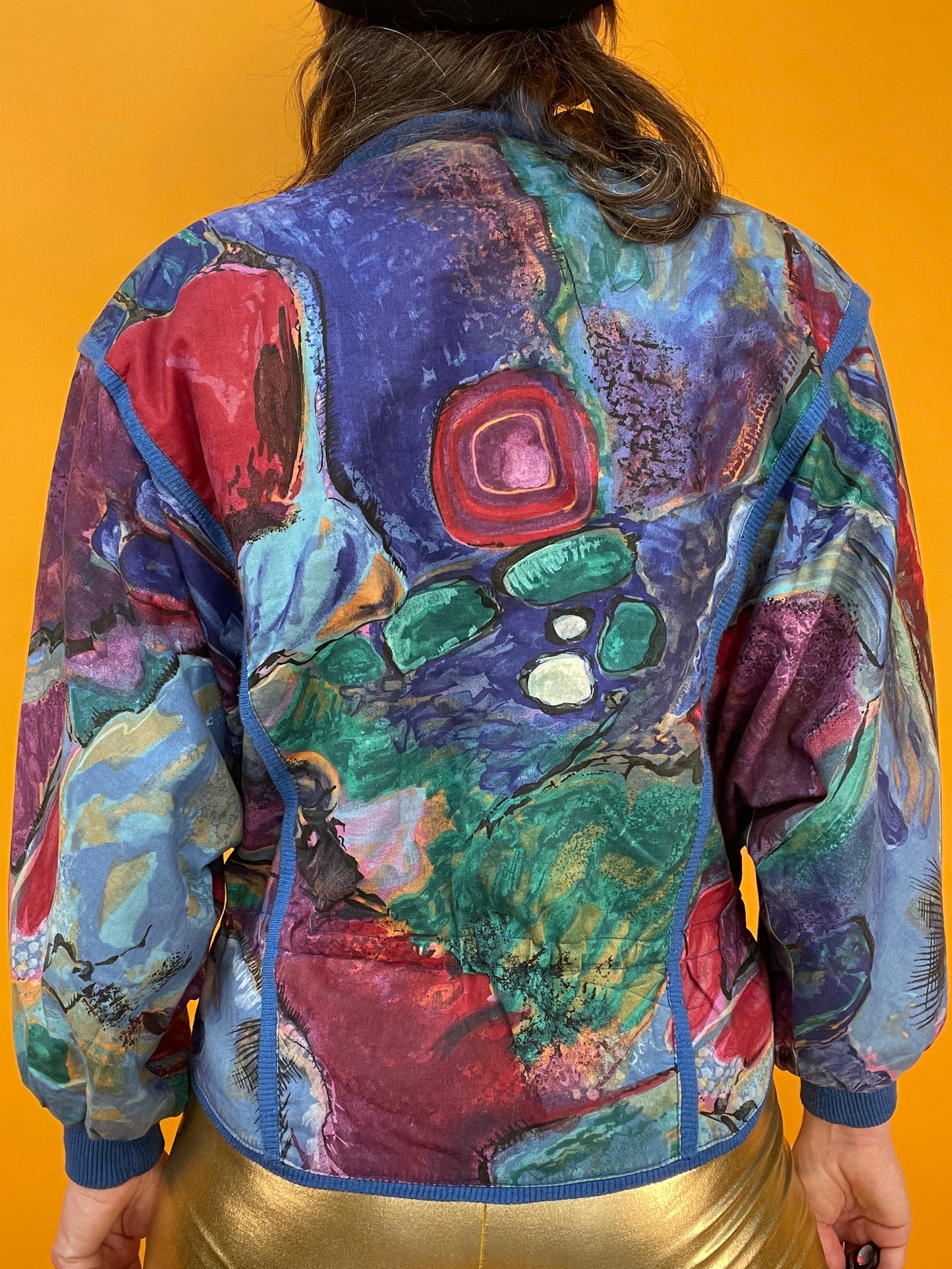 Coole 80s/90s Sommerjacke mit artsy Print und tollen Details