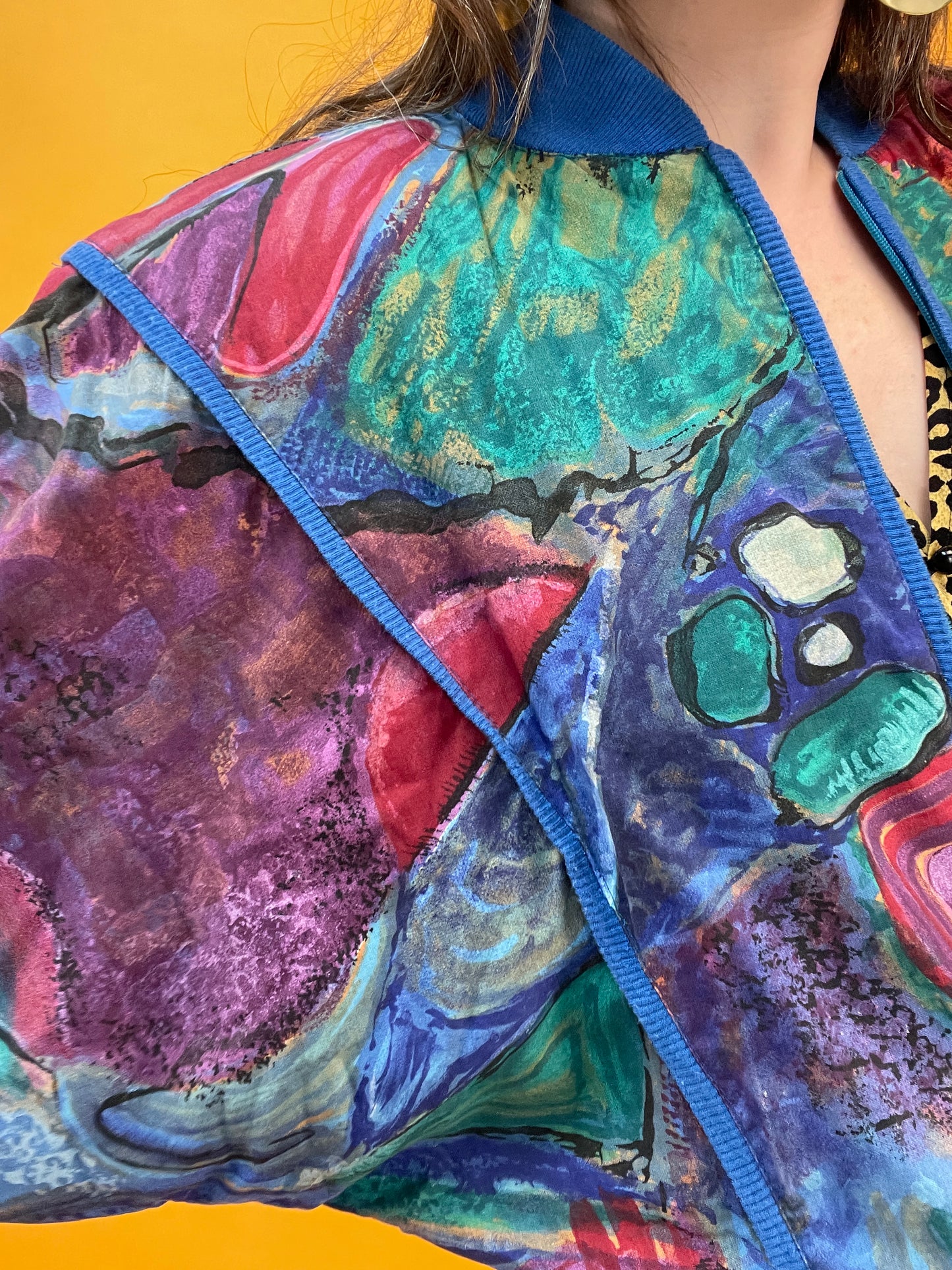 Coole 80s/90s Sommerjacke mit artsy Print und tollen Details