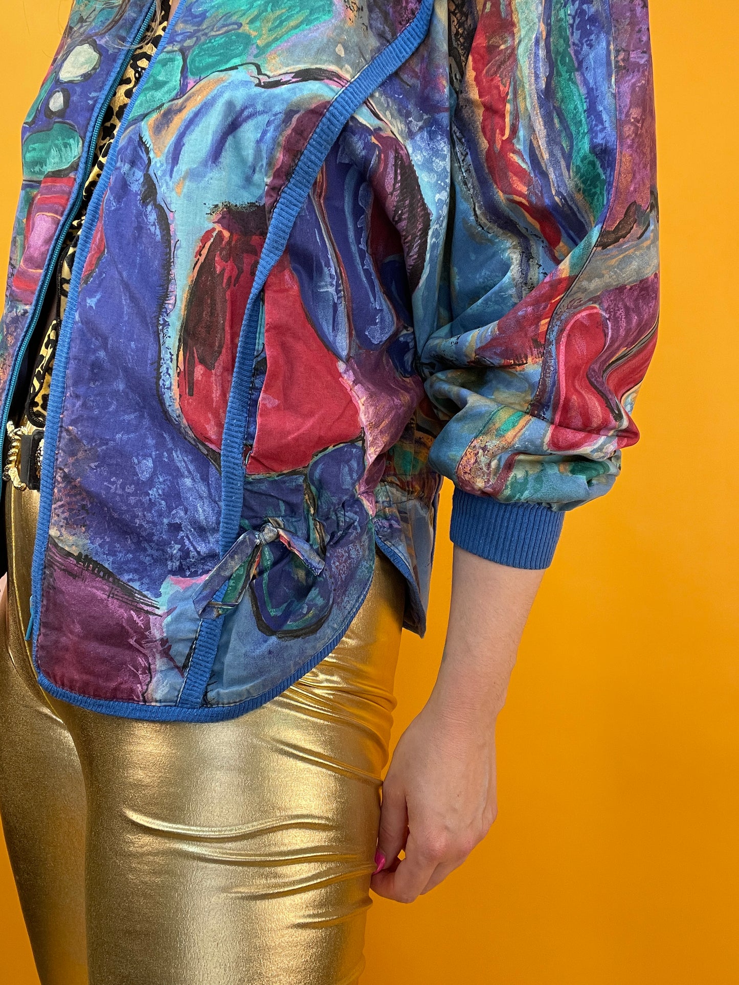 Coole 80s/90s Sommerjacke mit artsy Print und tollen Details