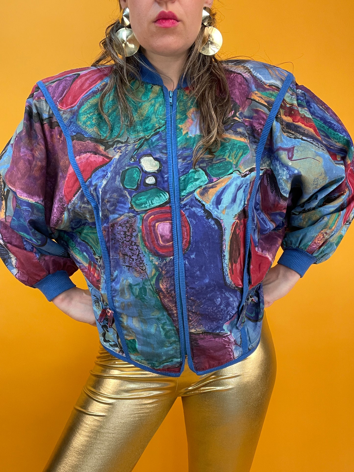 Coole 80s/90s Sommerjacke mit artsy Print und tollen Details