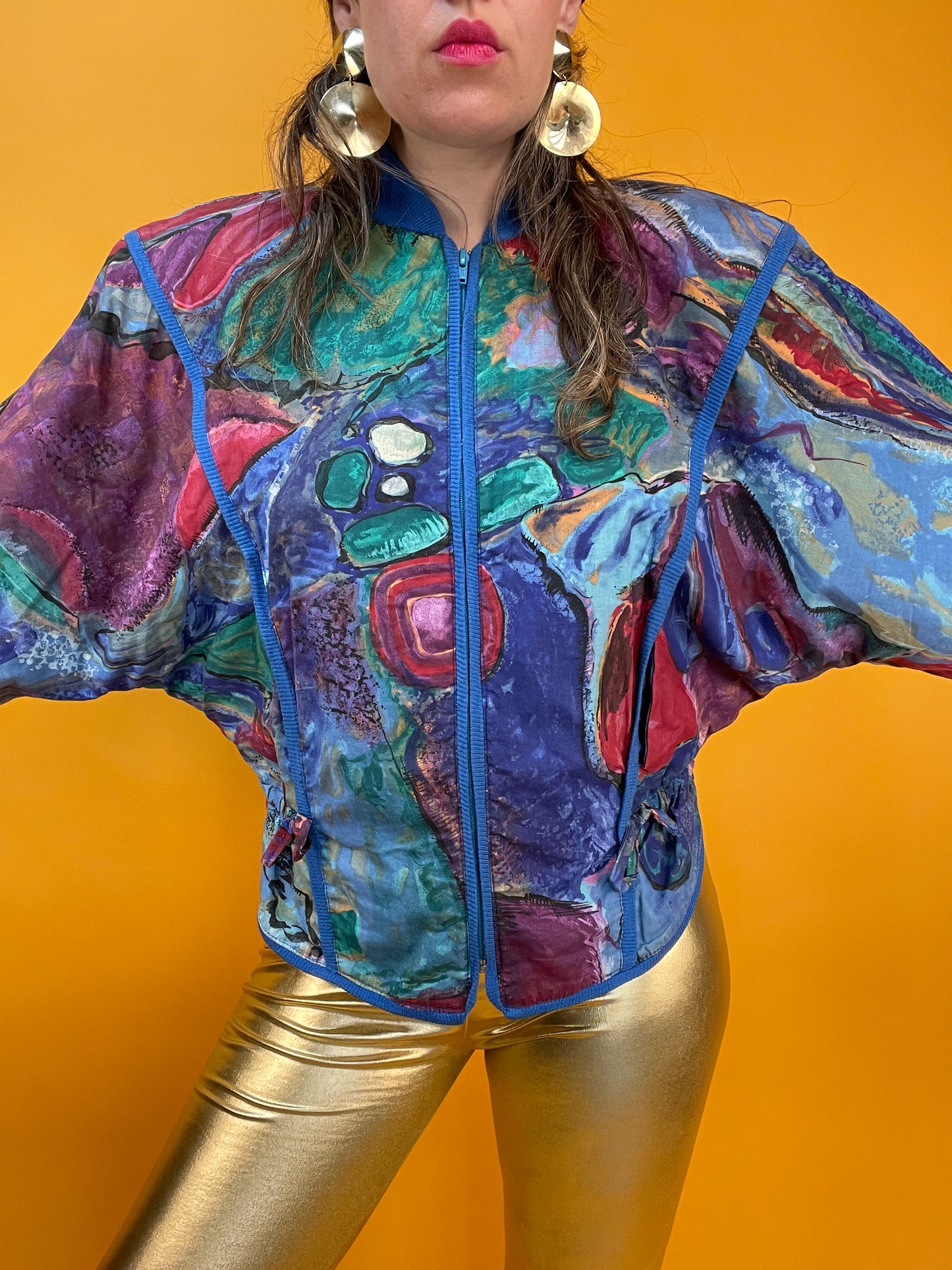 Coole 80s/90s Sommerjacke mit artsy Print und tollen Details