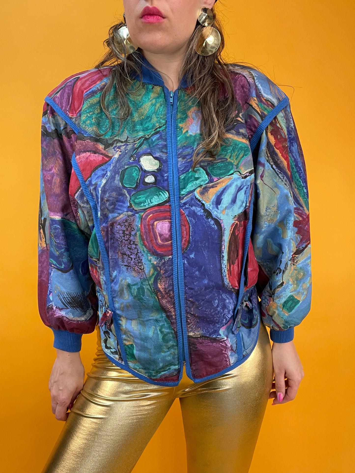 Coole 80s/90s Sommerjacke mit artsy Print und tollen Details
