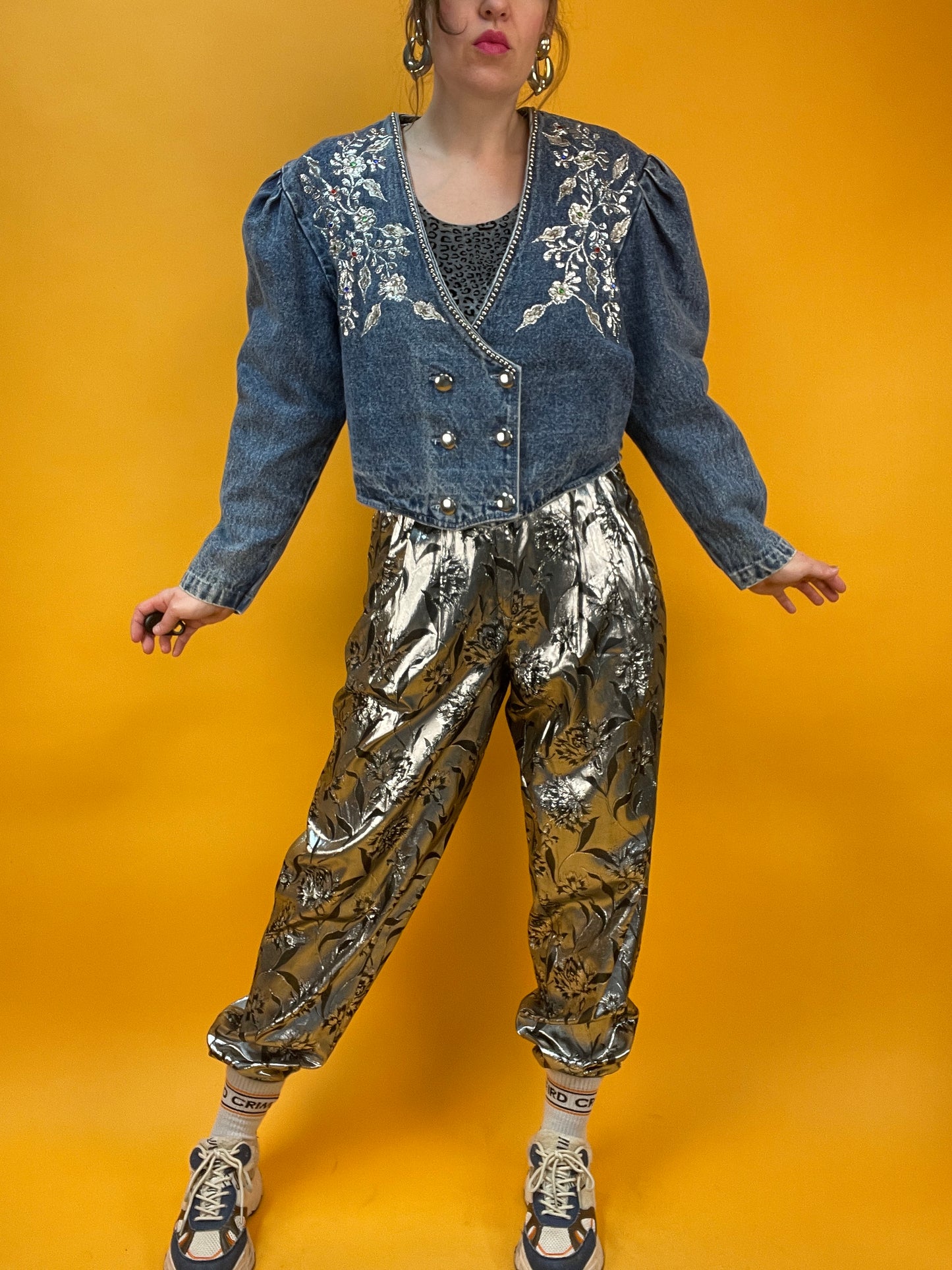 Rattenscharfe 80s Denim Jacke in Acid Washed Hellblau