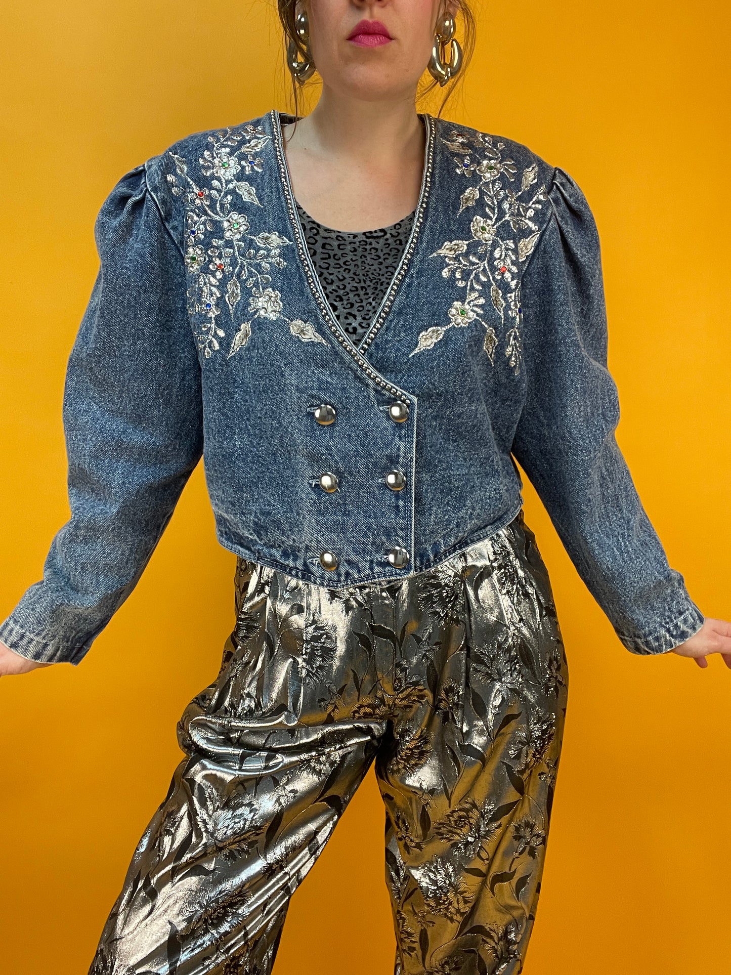 Rattenscharfe 80s Denim Jacke in Acid Washed Hellblau