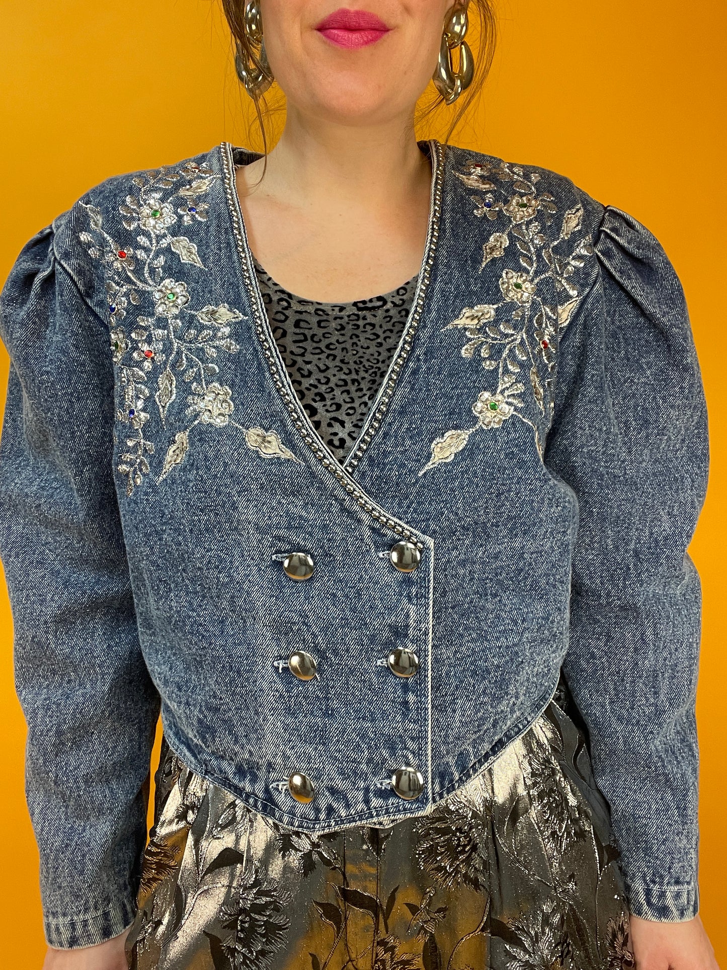 Rattenscharfe 80s Denim Jacke in Acid Washed Hellblau
