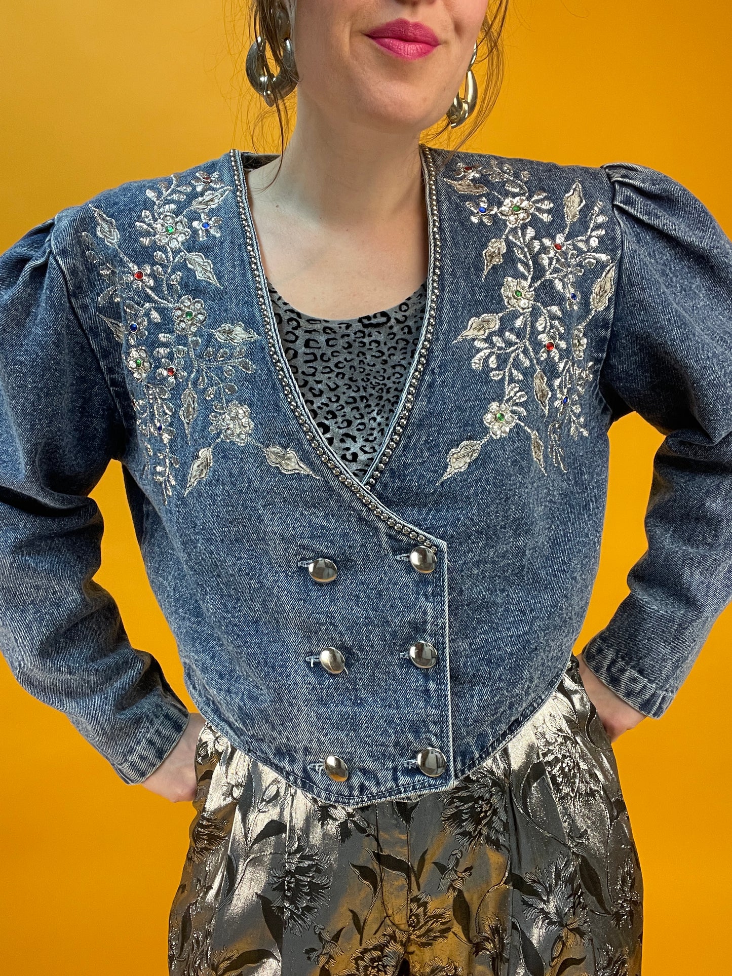 Rattenscharfe 80s Denim Jacke in Acid Washed Hellblau