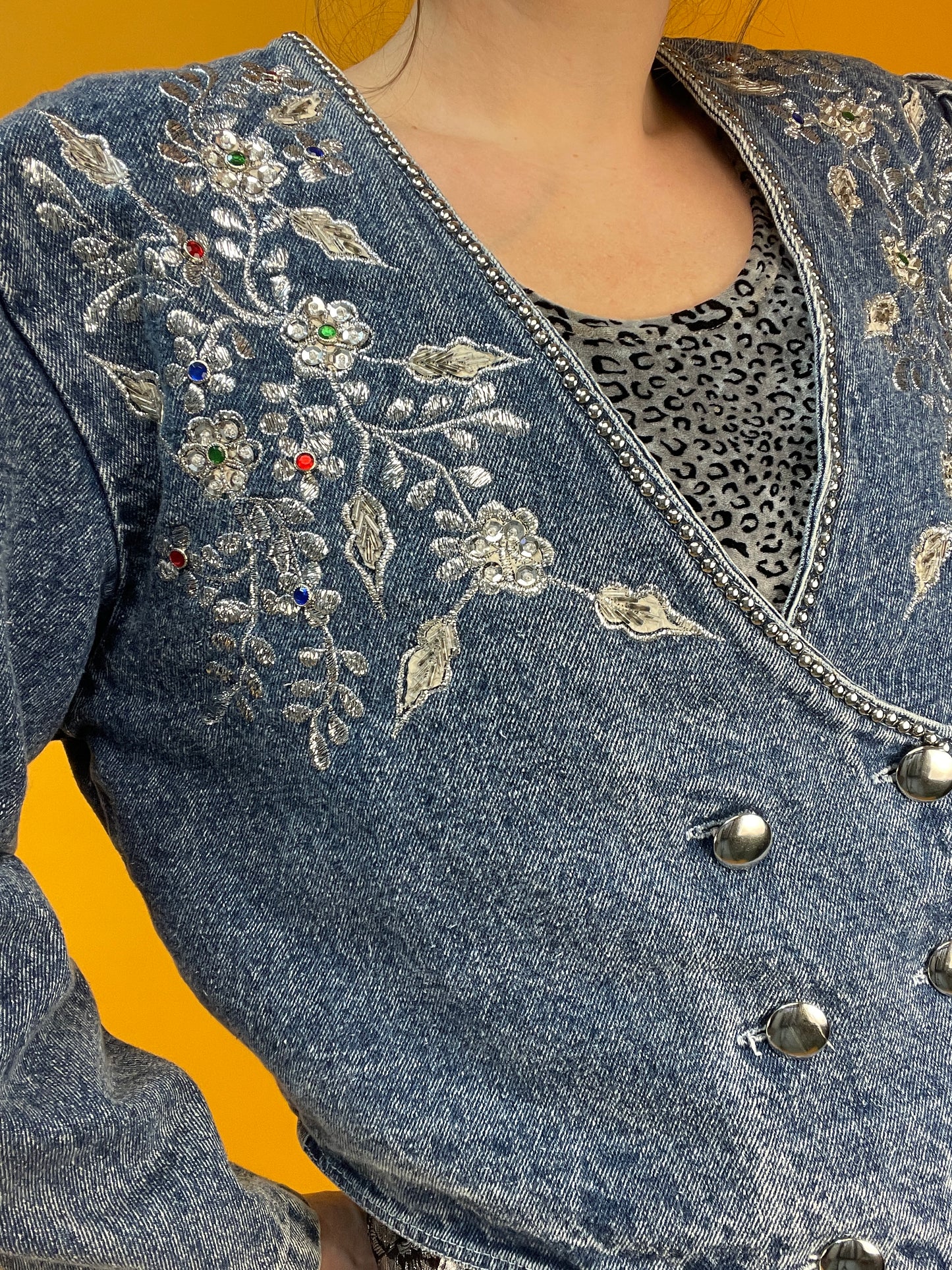 Rattenscharfe 80s Denim Jacke in Acid Washed Hellblau