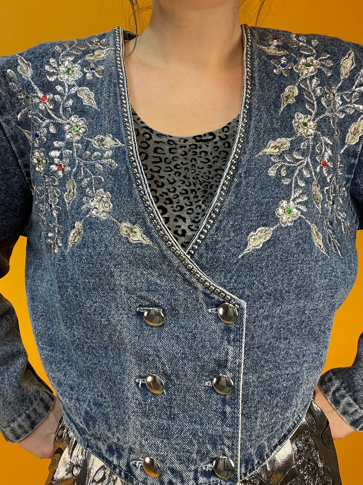Rattenscharfe 80s Denim Jacke in Acid Washed Hellblau