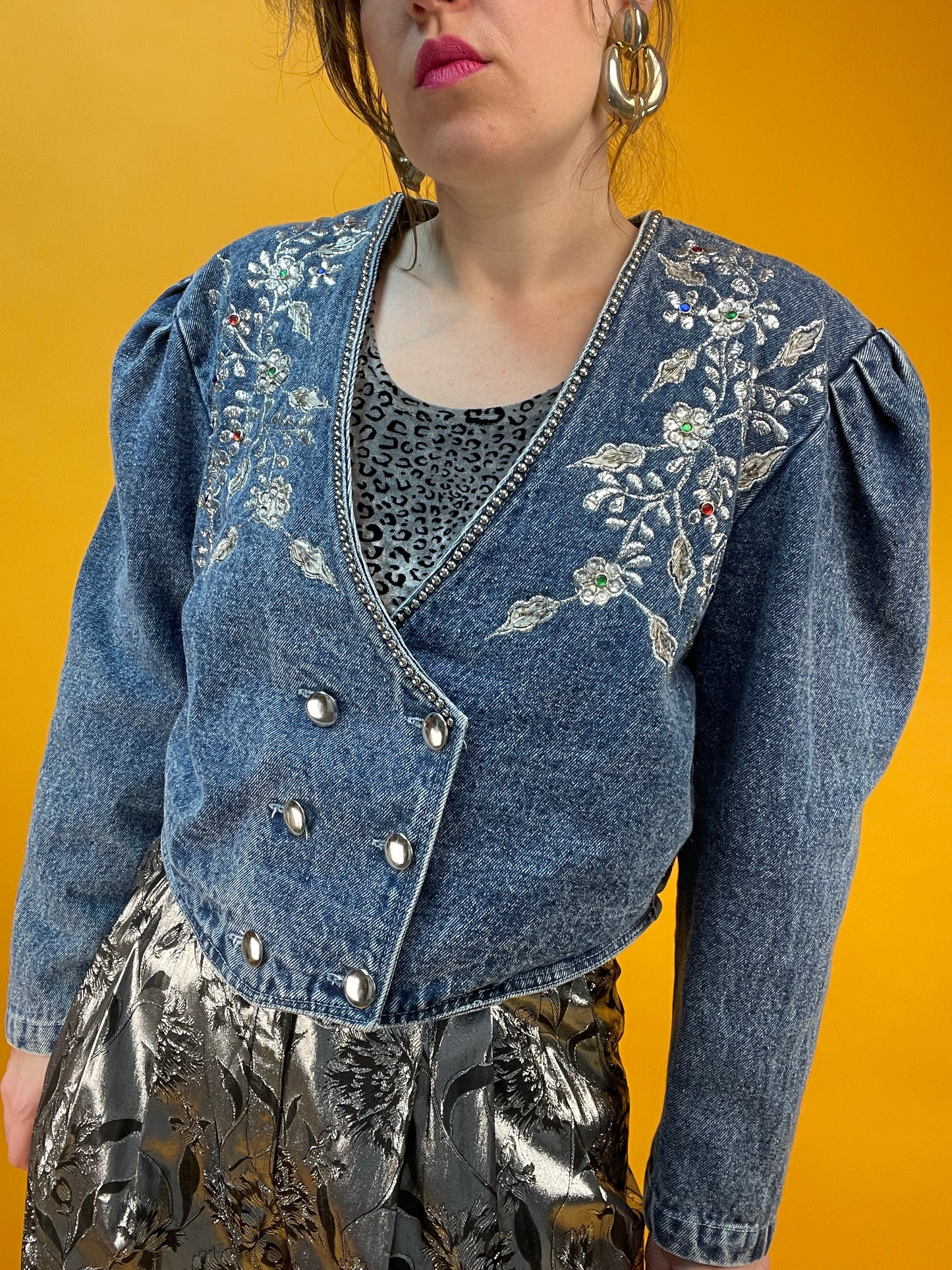 Rattenscharfe 80s Denim Jacke in Acid Washed Hellblau