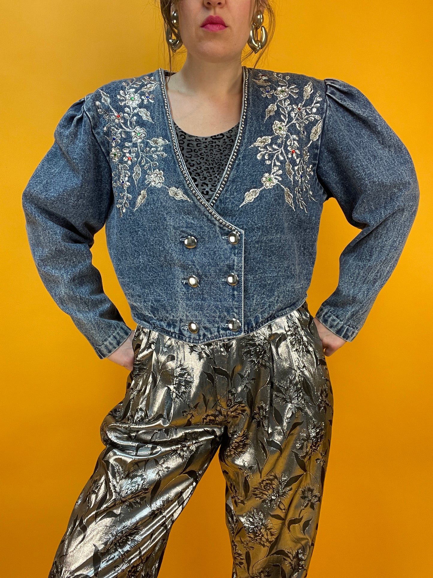 Rattenscharfe 80s Denim Jacke in Acid Washed Hellblau