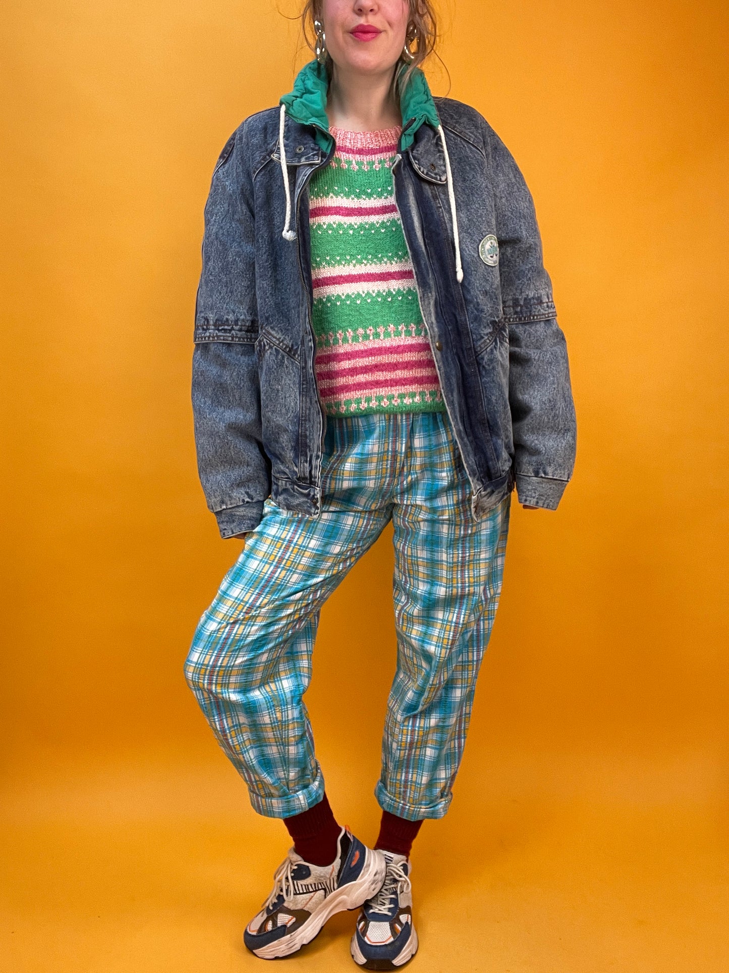 Lässige 80s/90s UNISEX Jeansjacke mit funky Innenfutter