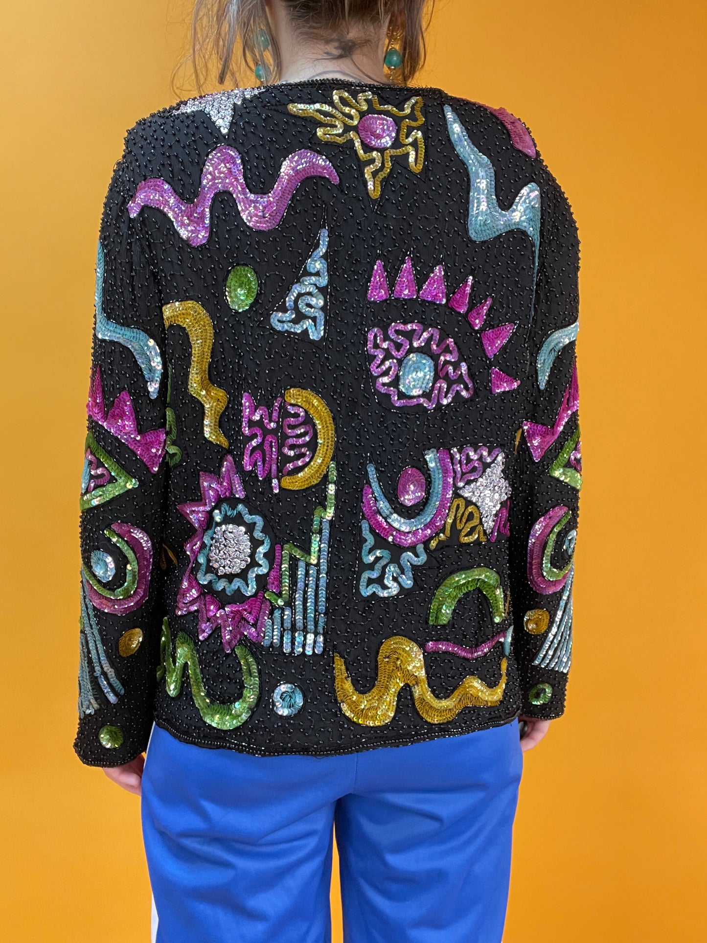 Funky Paillettenjacke mit bunter Bestickung