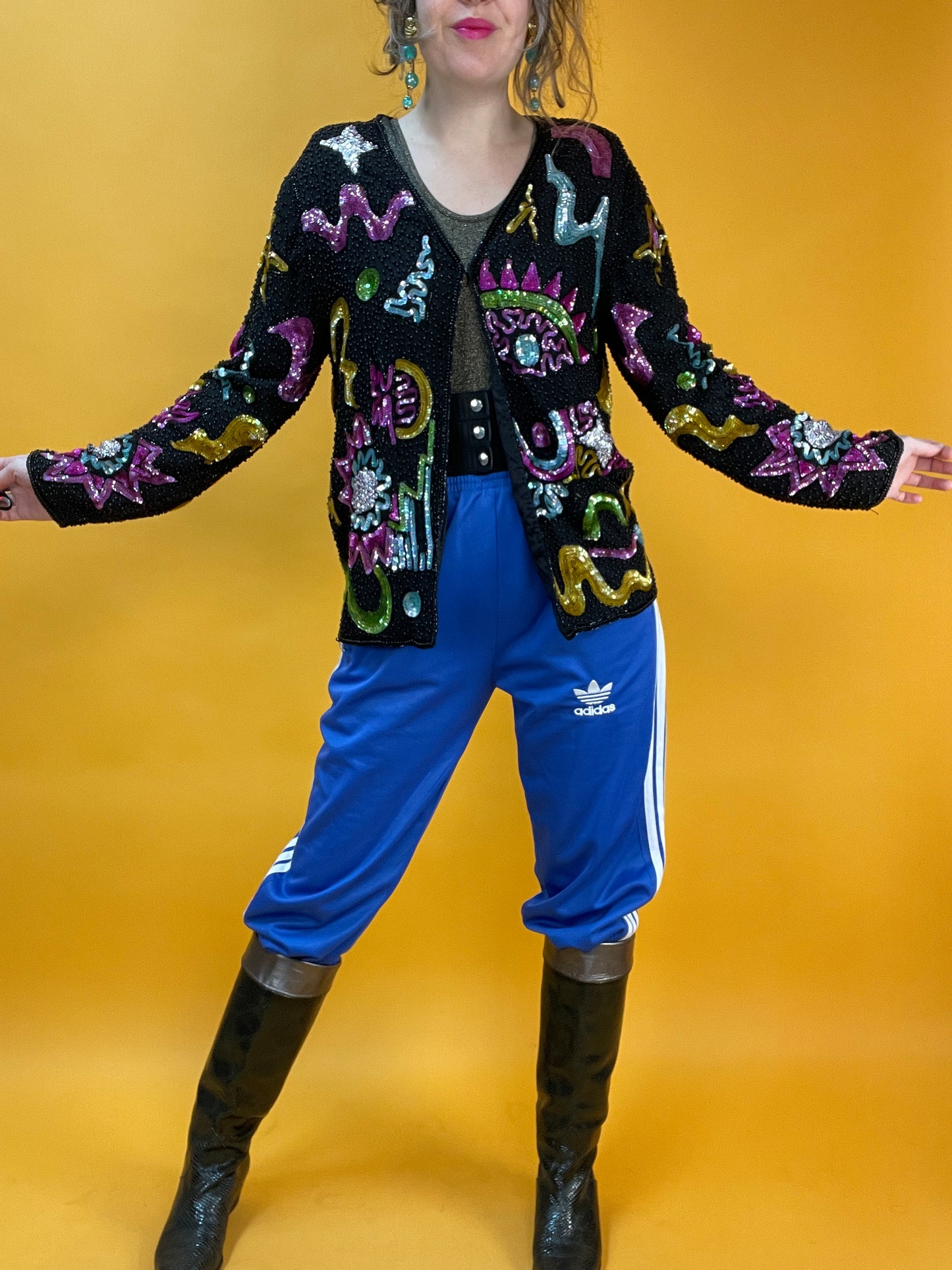 Funky Paillettenjacke mit bunter Bestickung