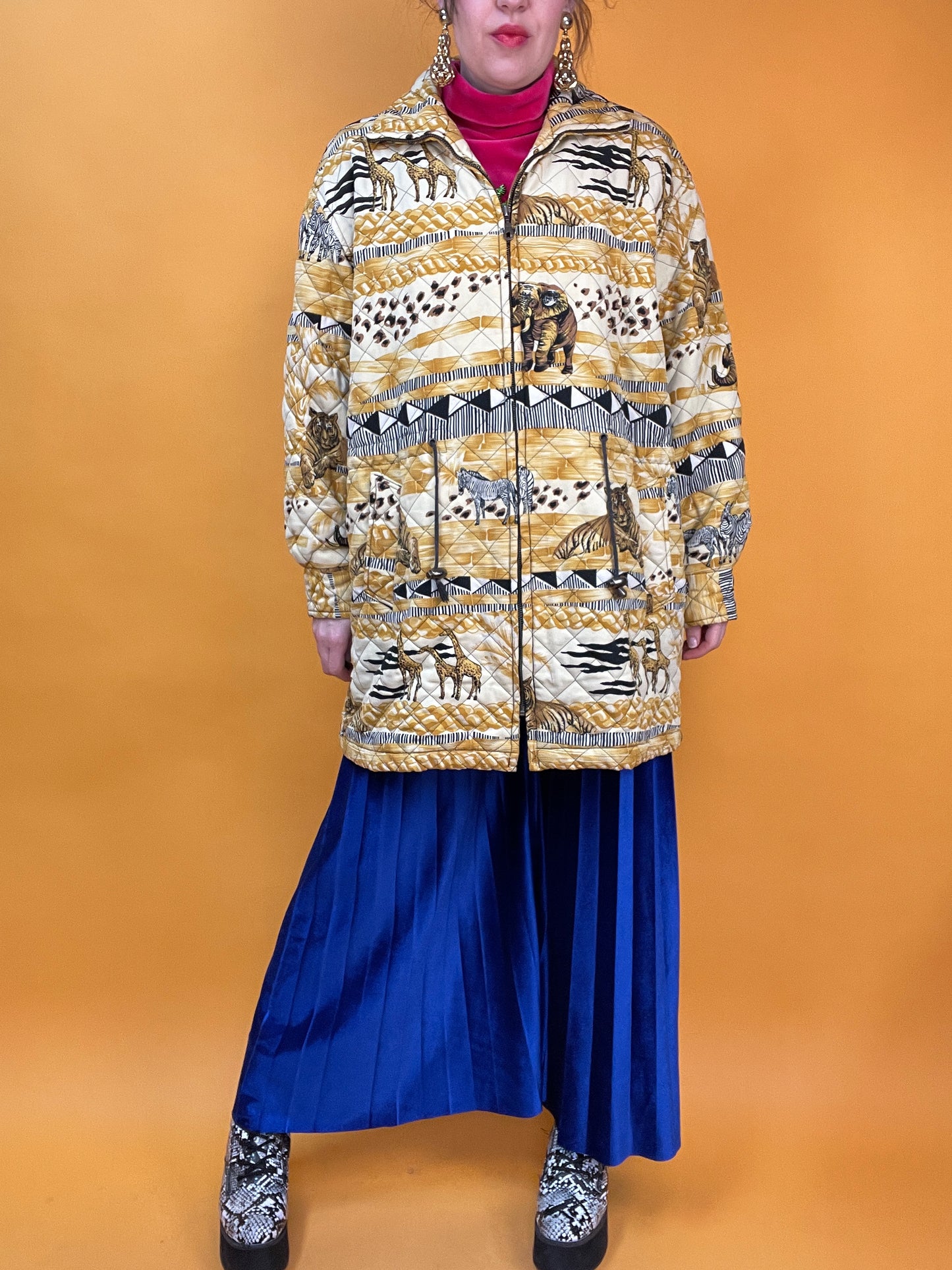 80s/90s Steppjacke mit gemütlicher Wattierung und supergeilem Animalprint