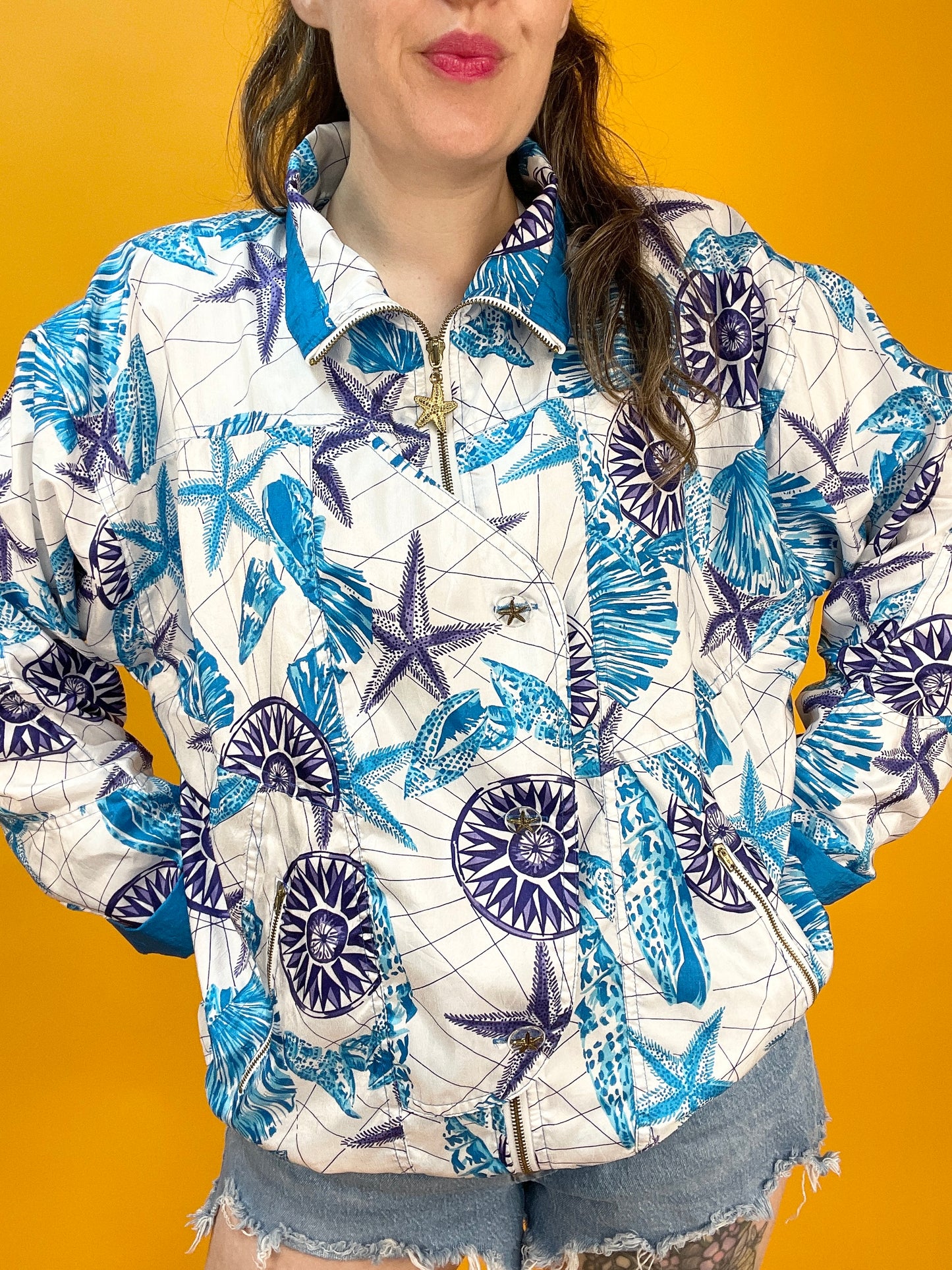 80s/90s Trainingsjacke mit nautical Print von Lavon