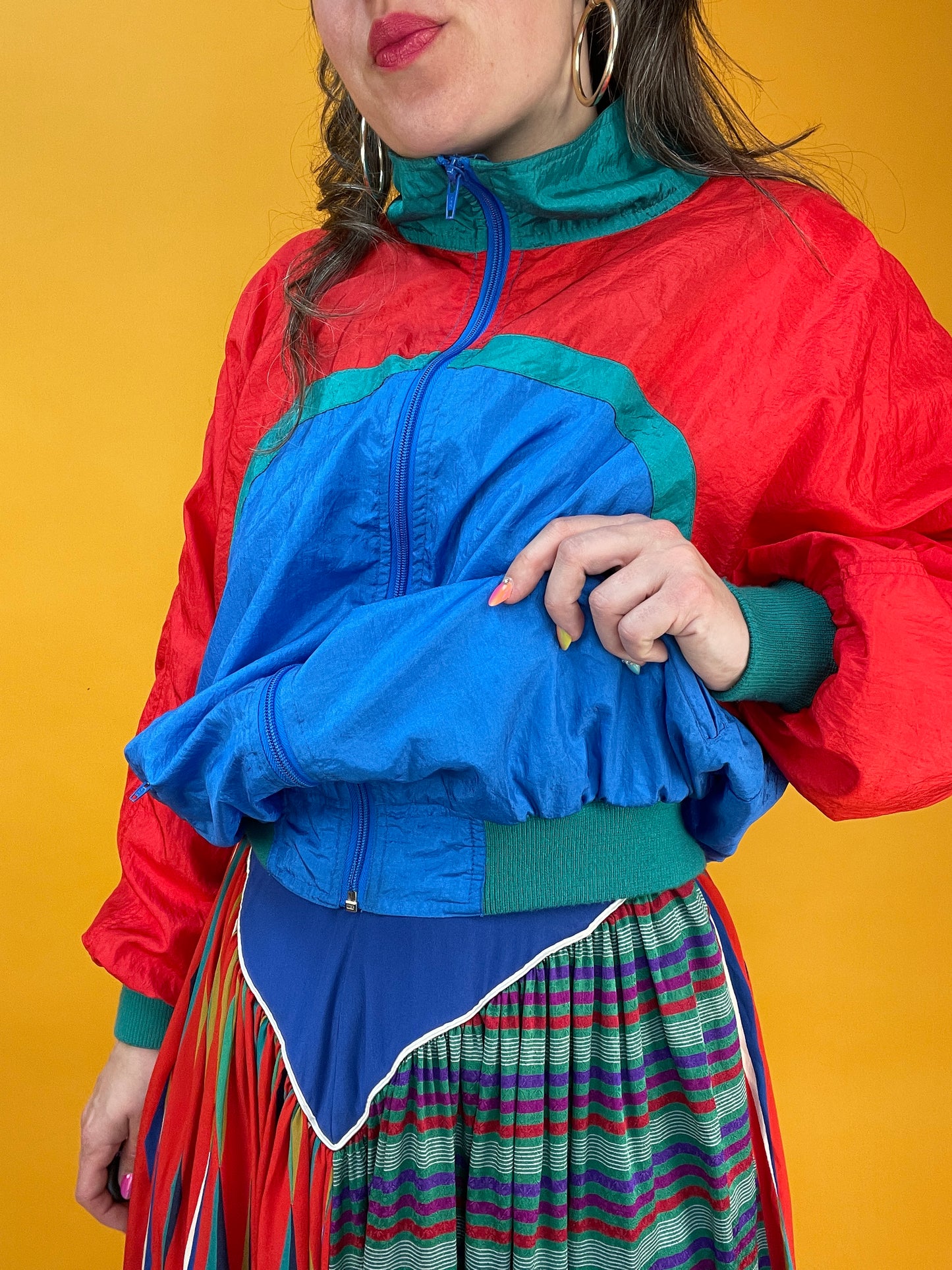 Knallige 80s/90s Trainingsjacke aus Ballonseide