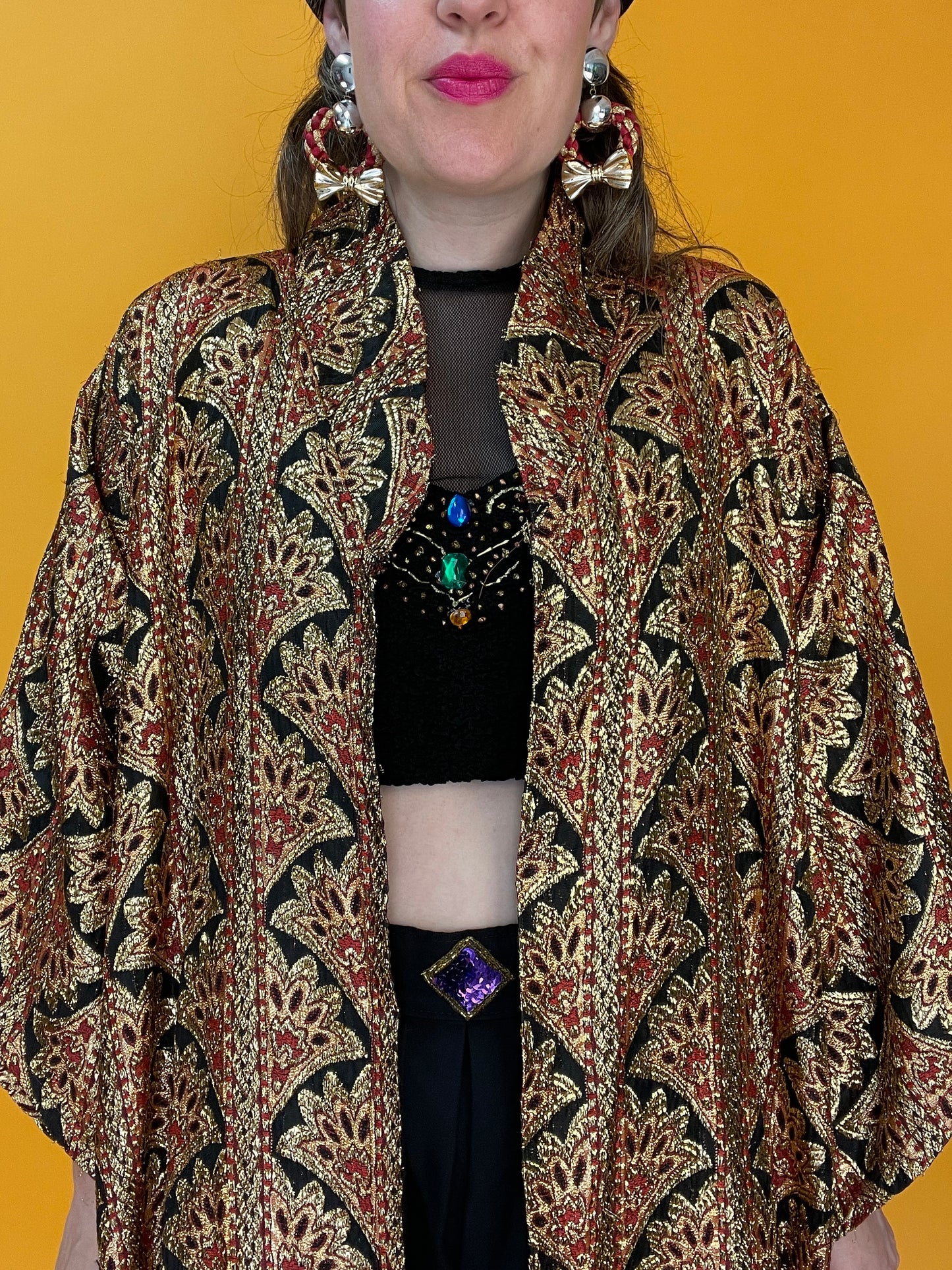 Famoser langer Kimono aus schimmerndem Lurex