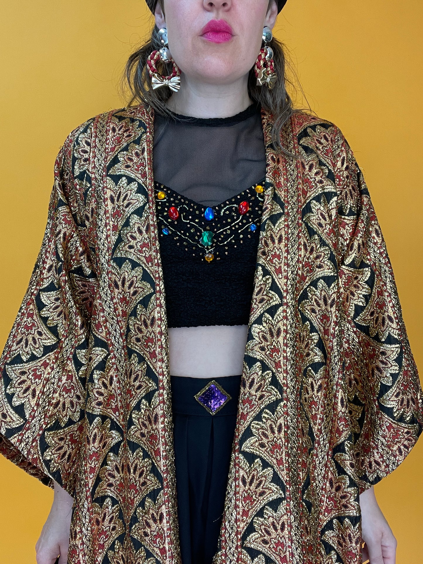 Famoser langer Kimono aus schimmerndem Lurex