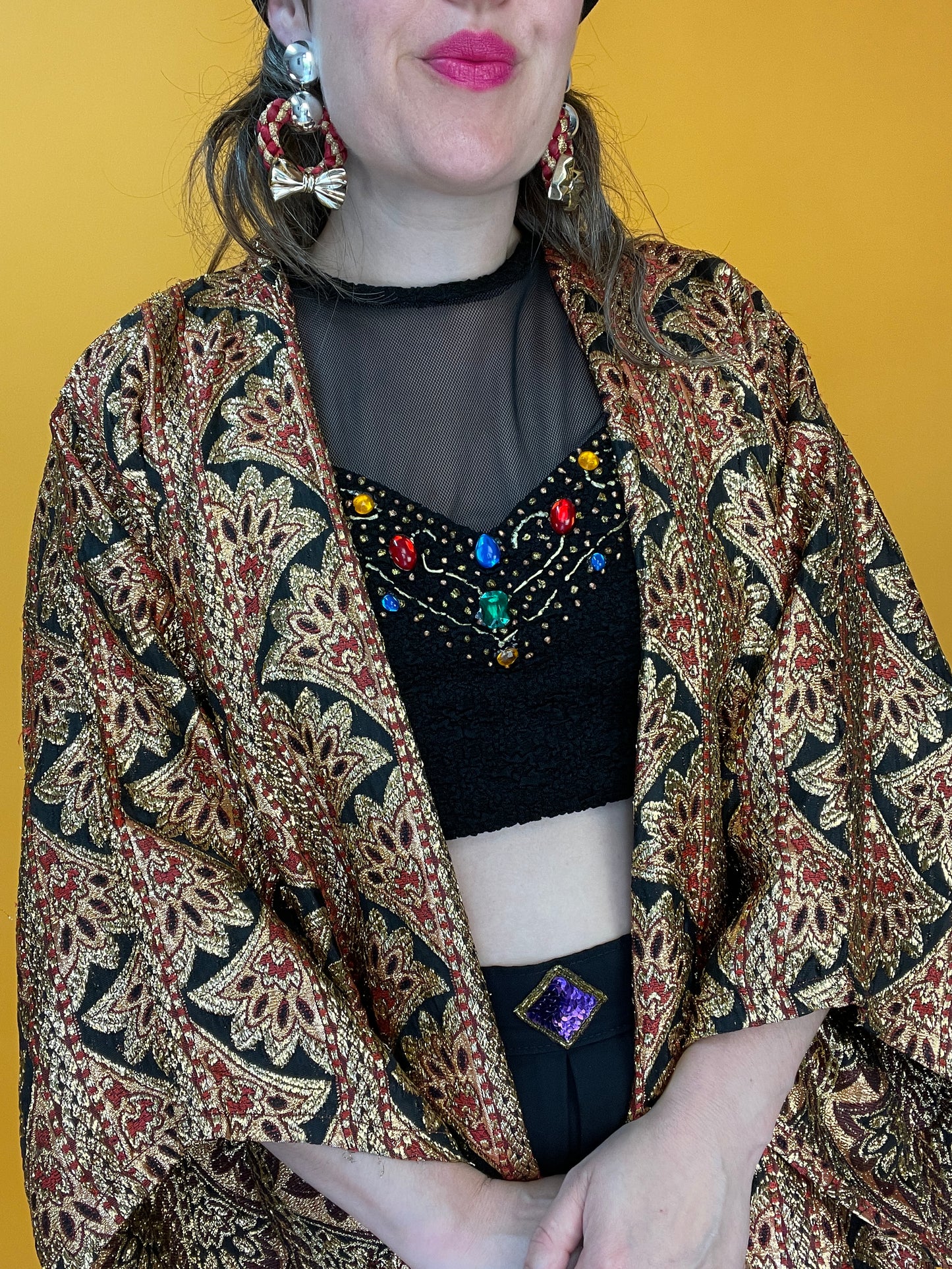 Famoser langer Kimono aus schimmerndem Lurex