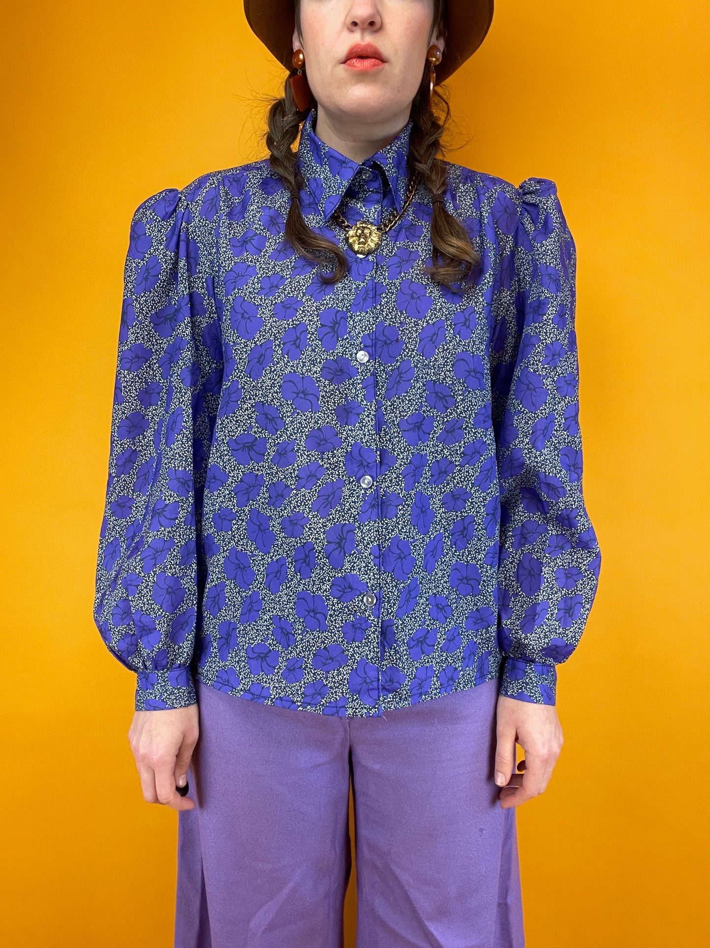 70s Maxikleid mit XXL Chrysanthemen-Print