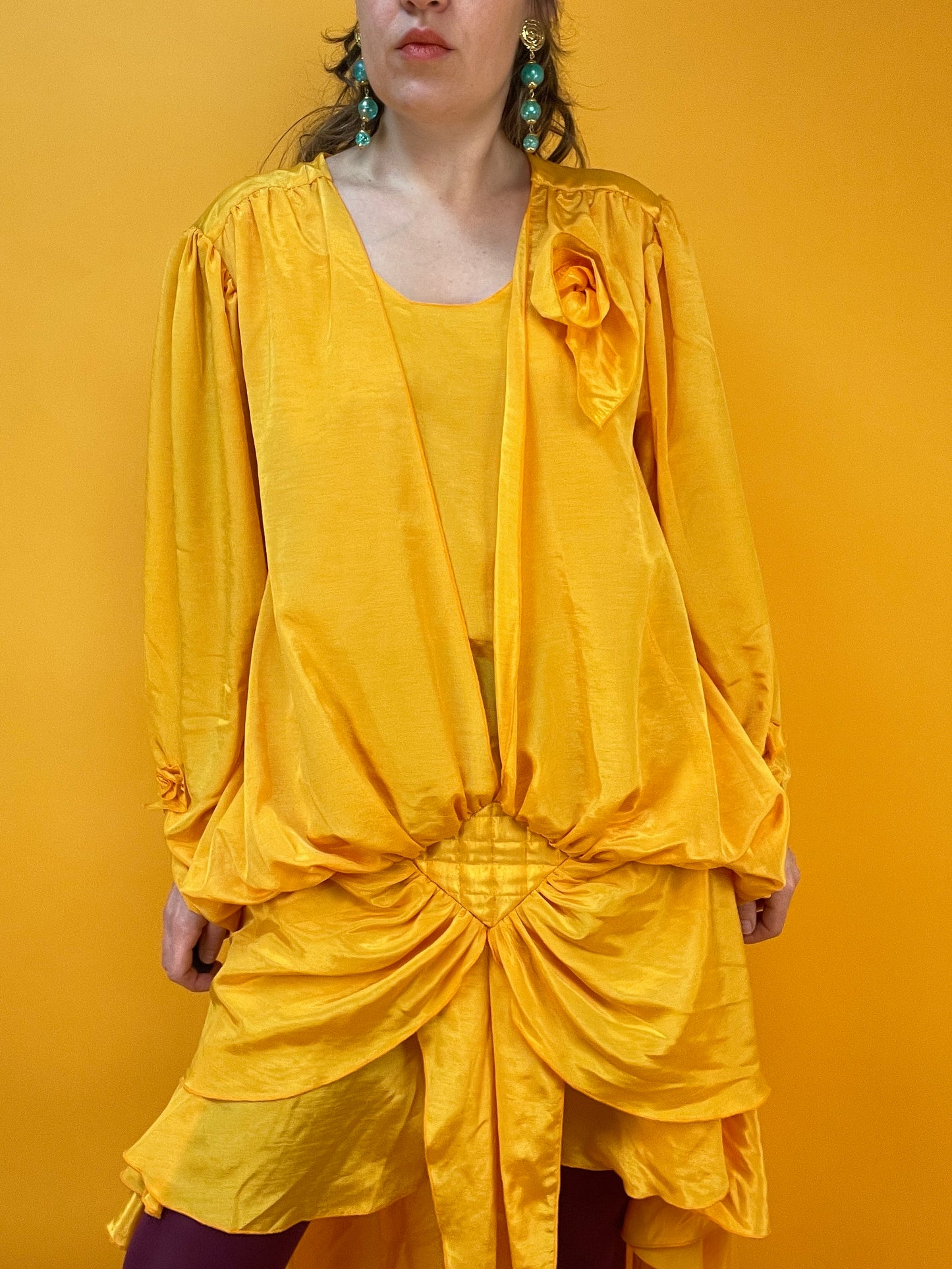 Eidottergelbes 80s Drapedress