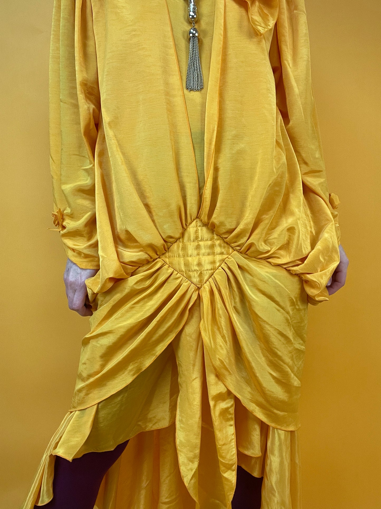Eidottergelbes 80s Drapedress