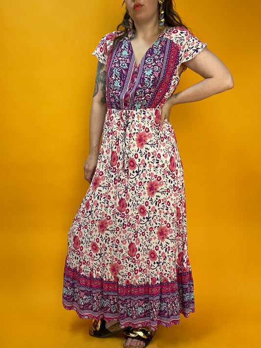 Bohemian Maxikleid mit hippieskem Blumenprint
