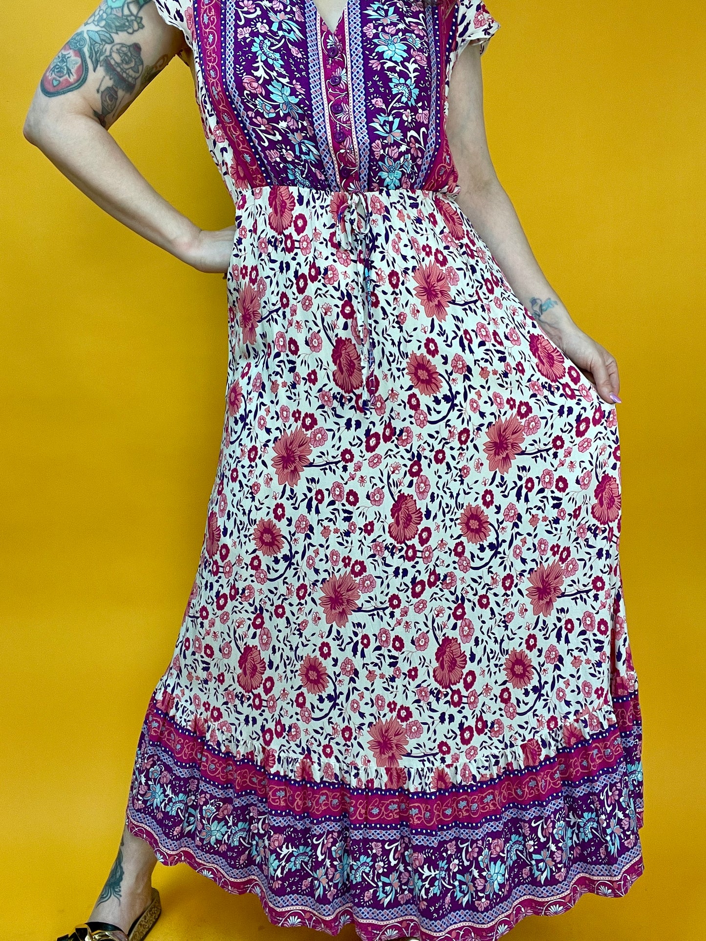 Bohemian Maxikleid mit hippieskem Blumenprint