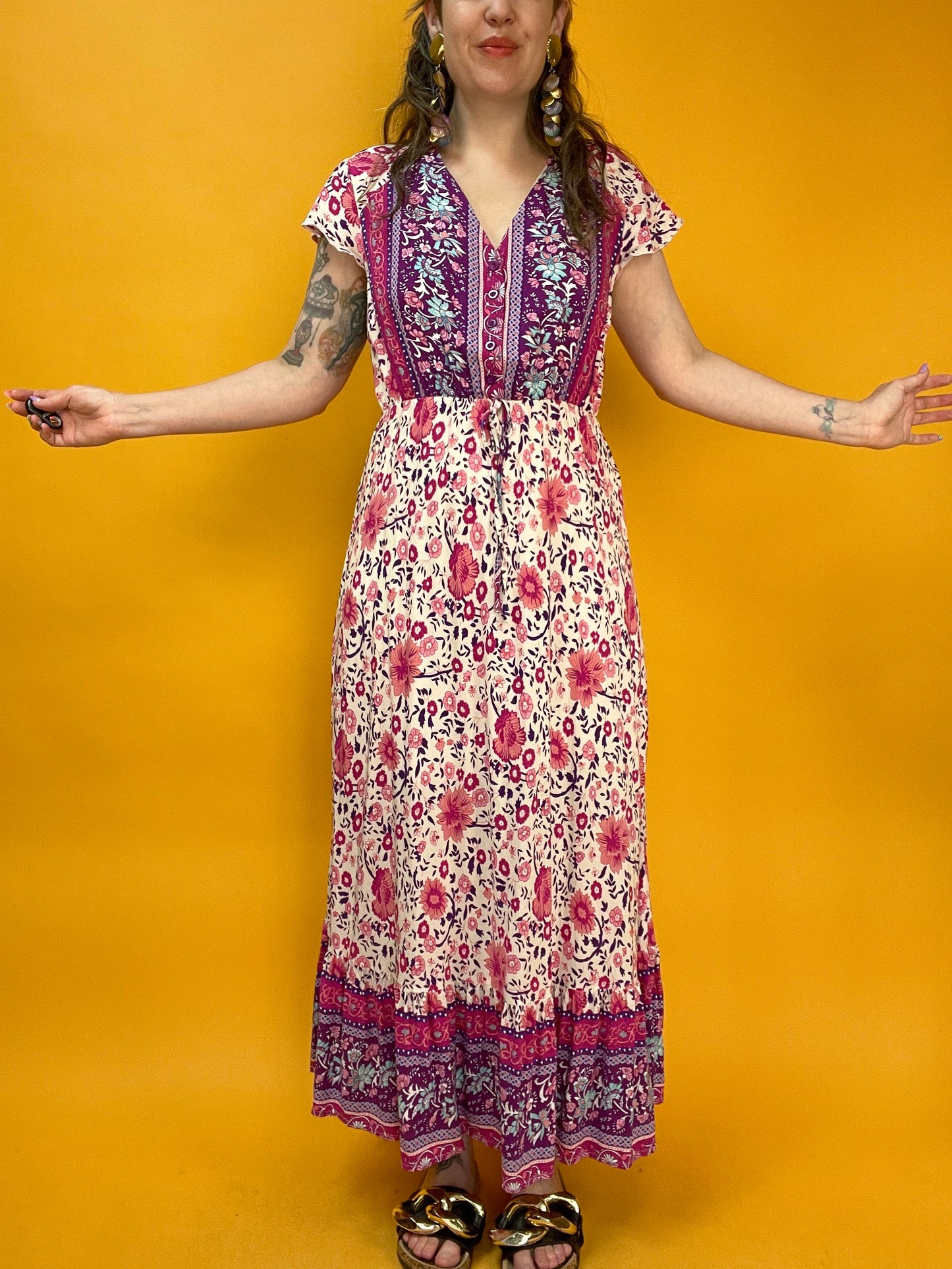 Bohemian Maxikleid mit hippieskem Blumenprint