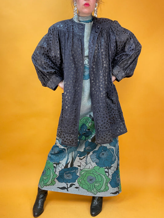 Supereleganter 80s Ledermantel zum Wenden mit Wetlookmuster Effekt