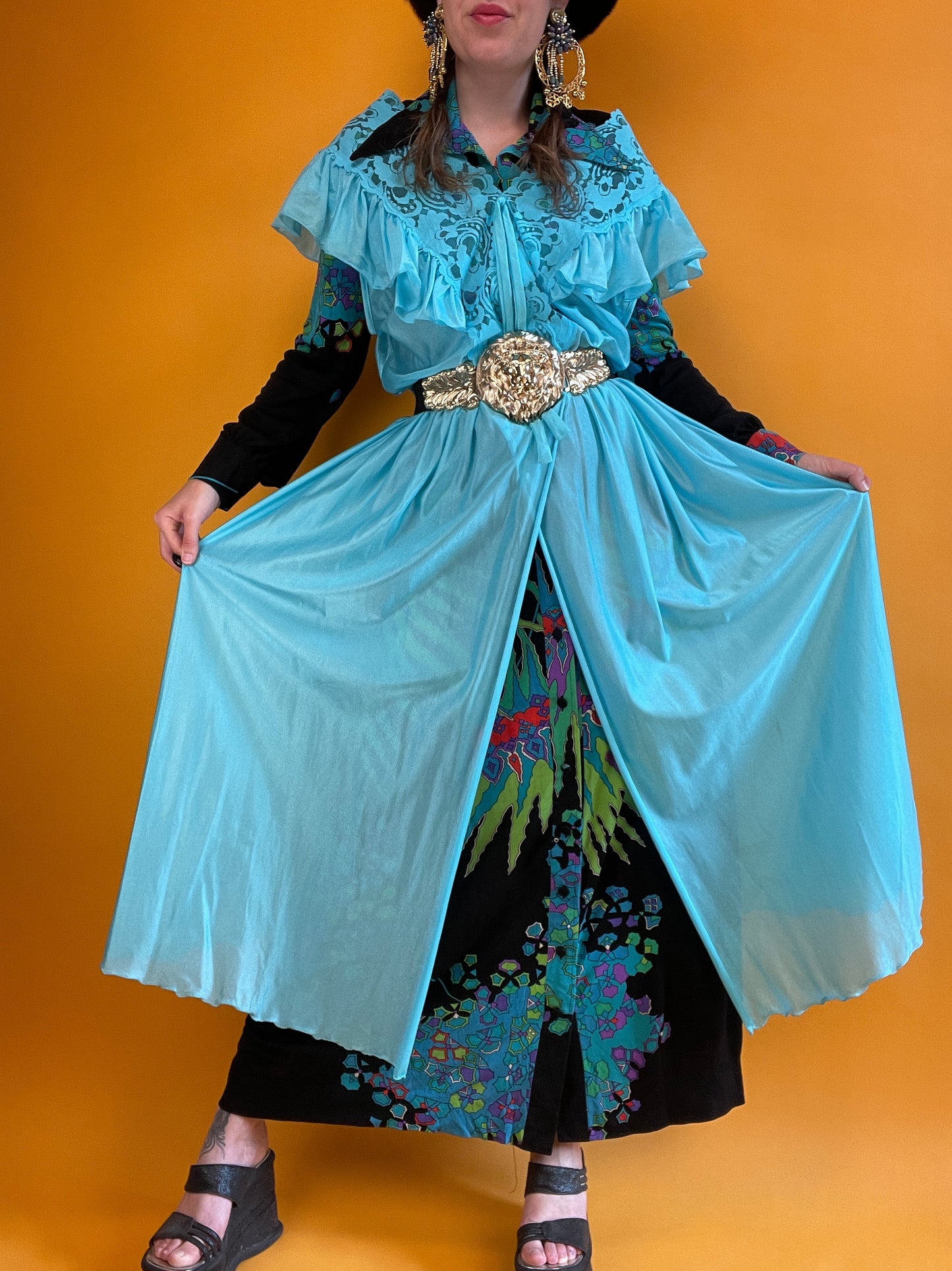 80s Nightgown mit opulentem Spitzenbesatz
