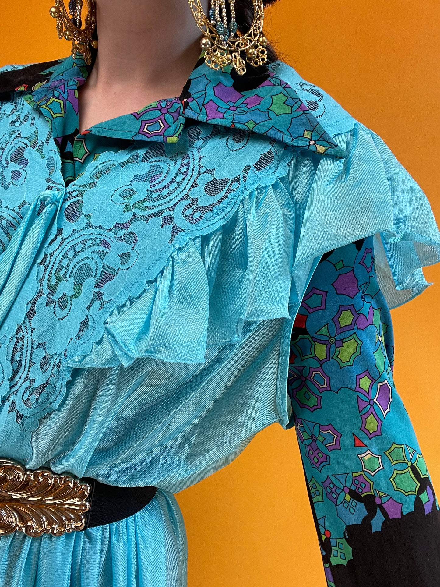 80s Nightgown mit opulentem Spitzenbesatz