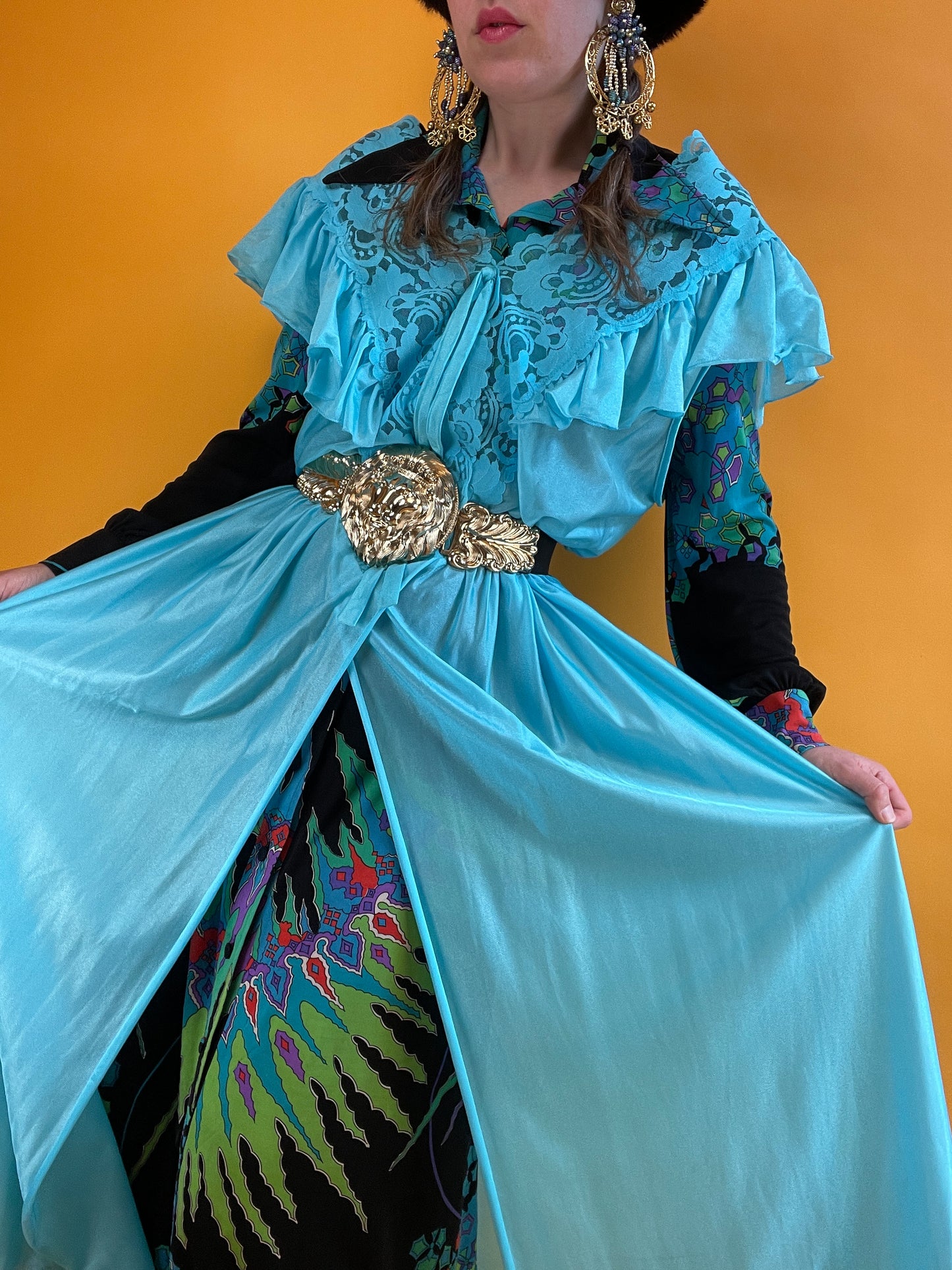 80s Nightgown mit opulentem Spitzenbesatz