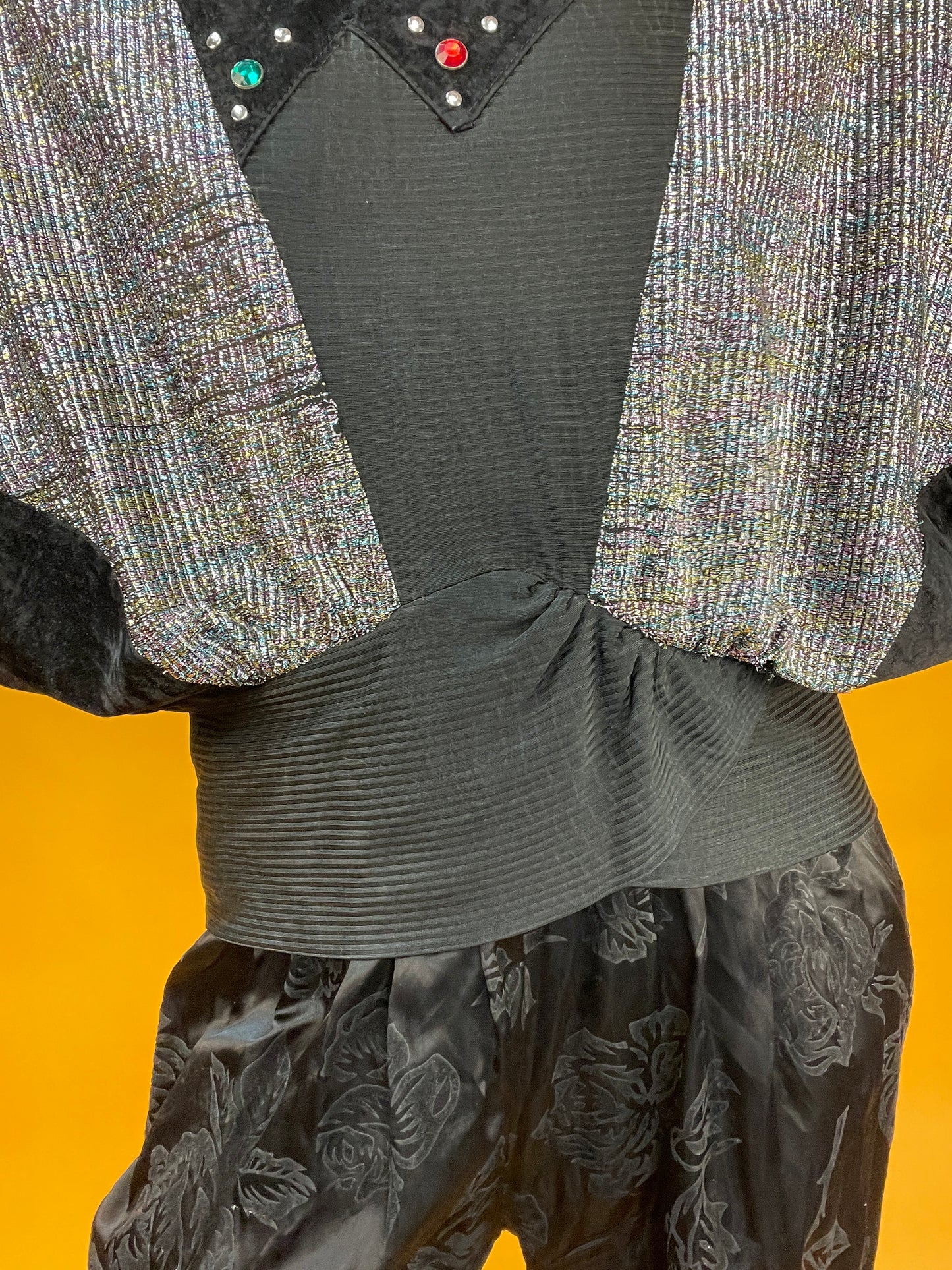 80s Sweater aus Samt und Lurex mit Fledermausärmeln