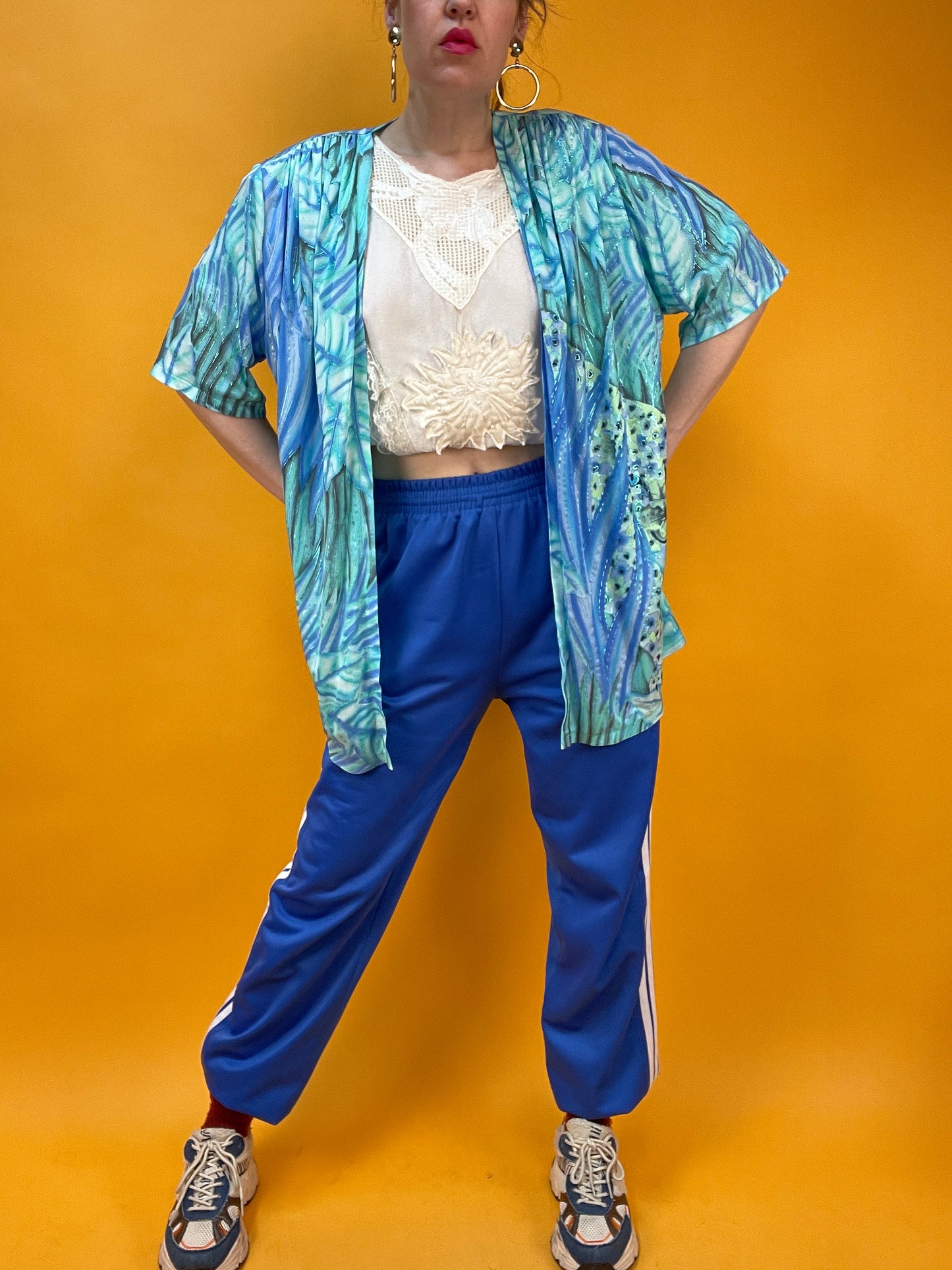 Lässiges Open Front Überwurfshirt mit glitzerndem Riesenleoparden