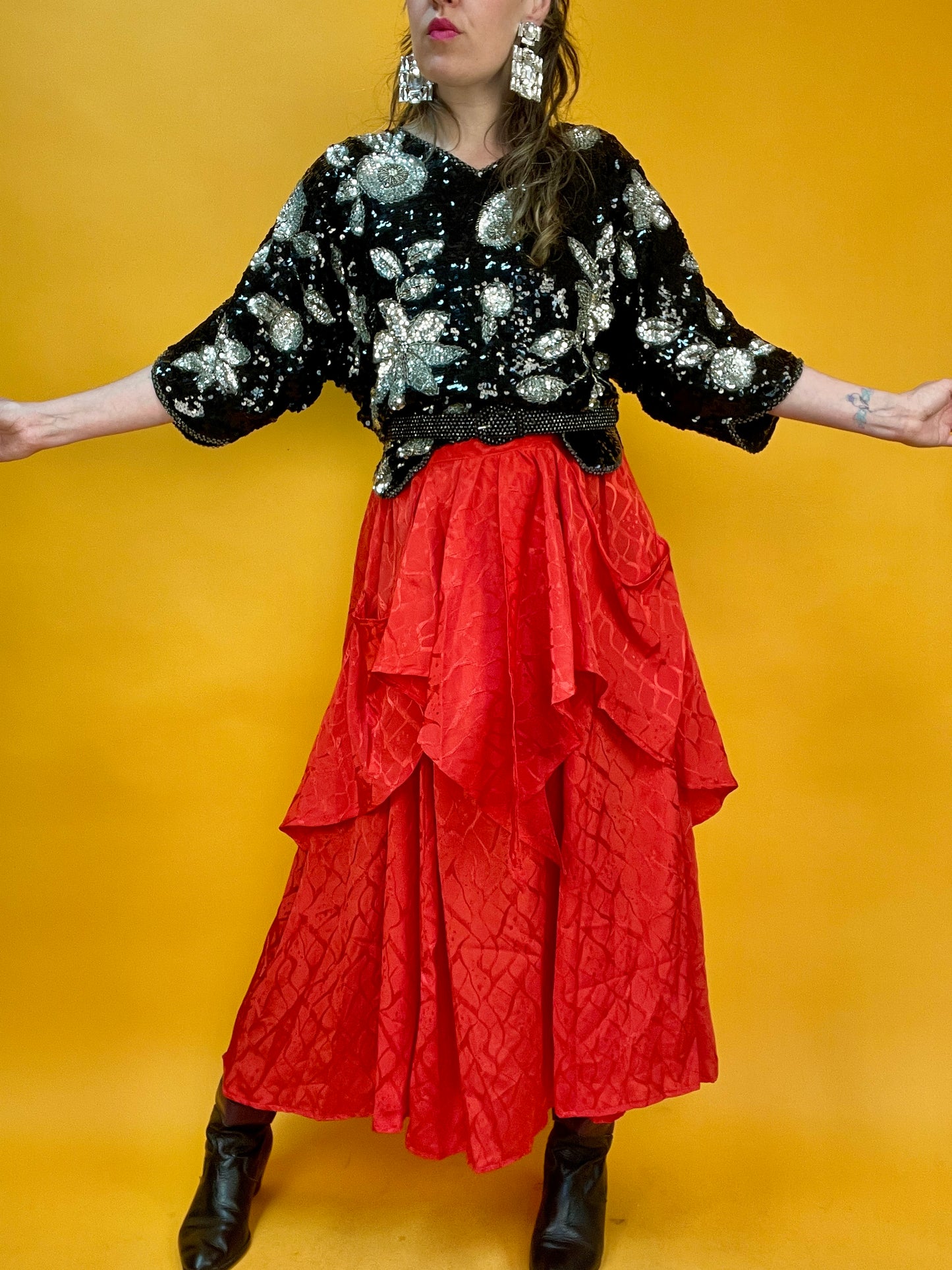 Opulent besetztes 80s Paillettenshirt