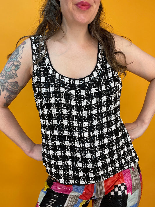 Monochromes Pailettenshirt von Frank Usher