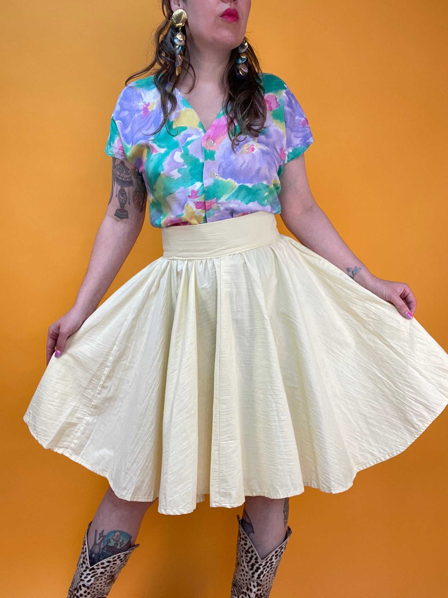 Sommerliches 80s/90s Blusenshirt mit tollem Pastellprint
