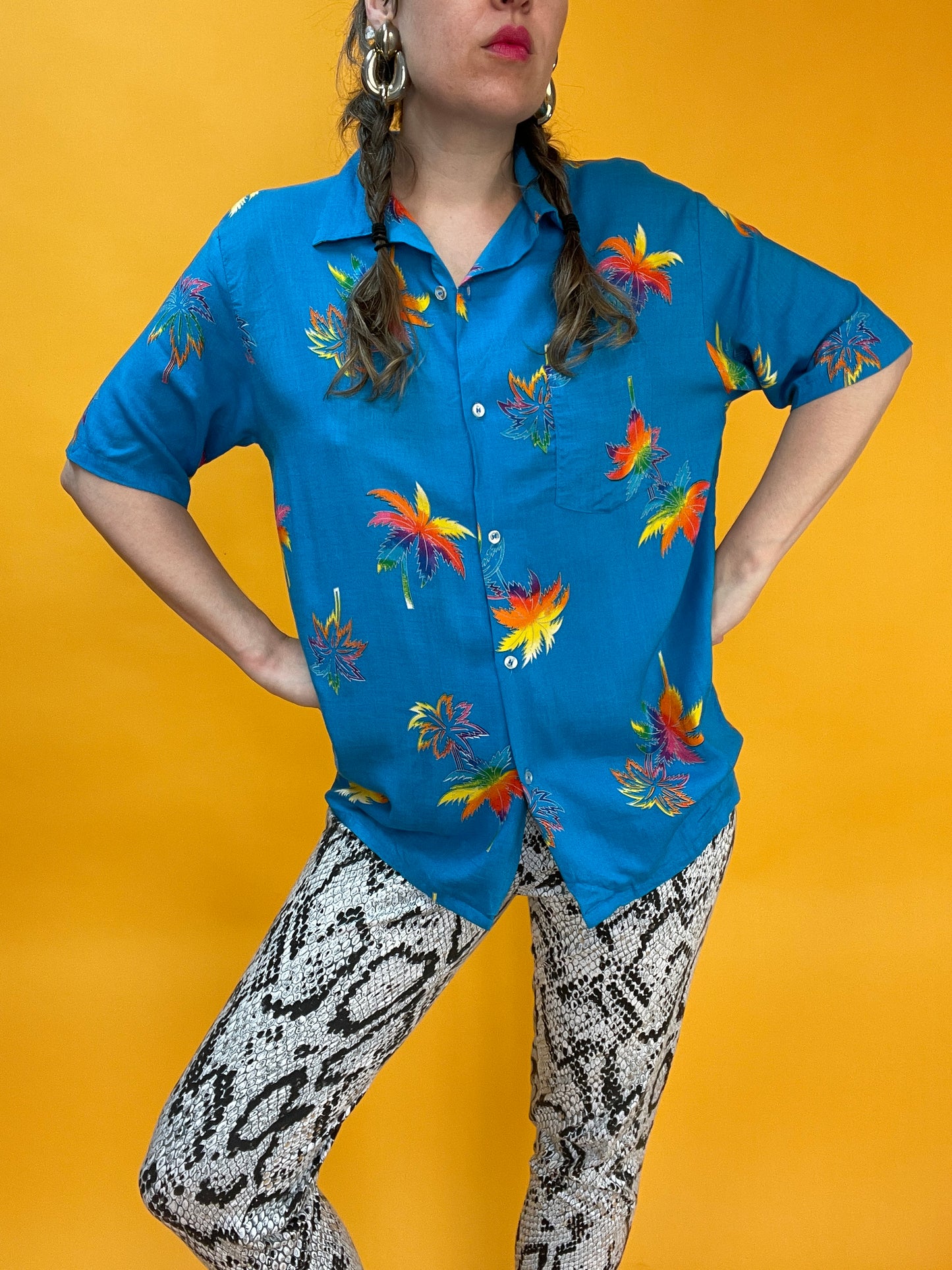 Funky Regenbogenpalmen-Havaiishirt