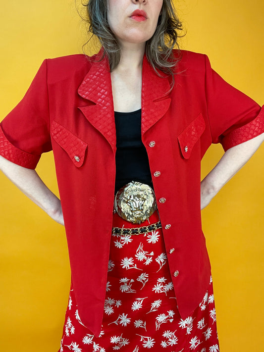 80s/90s Blusenshirt mit Wetlook-Details