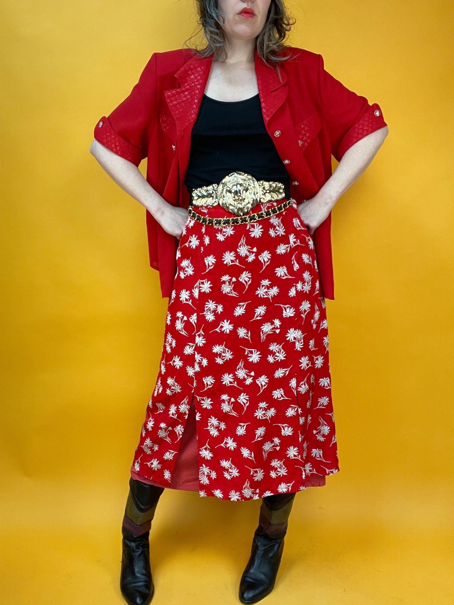 80s/90s Blusenshirt mit Wetlook-Details