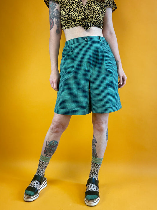 Lässige Bundfaltenshorts mit Karomuster