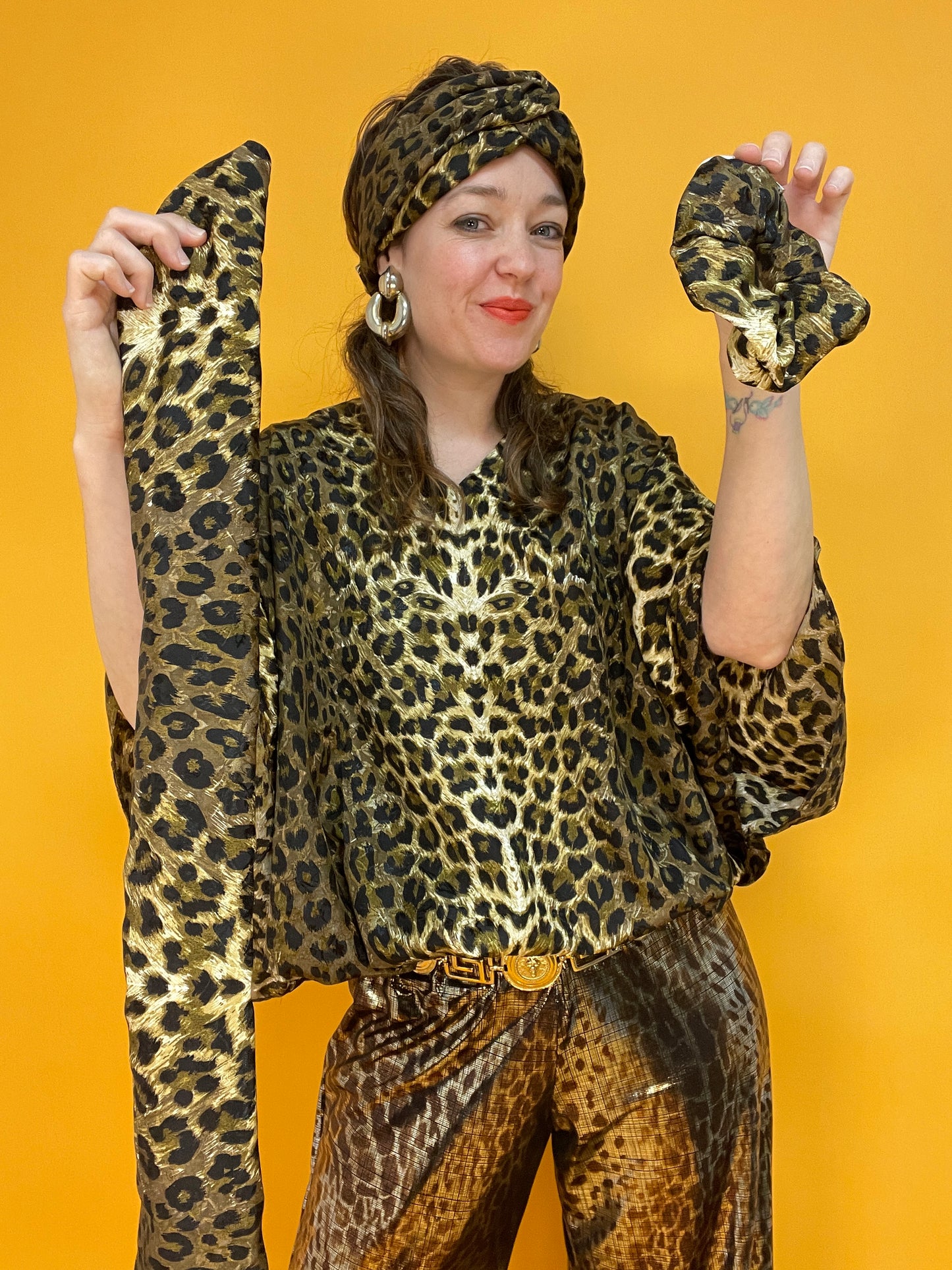 Vierteiliges Vintage-Turban-Set "LeoLove"